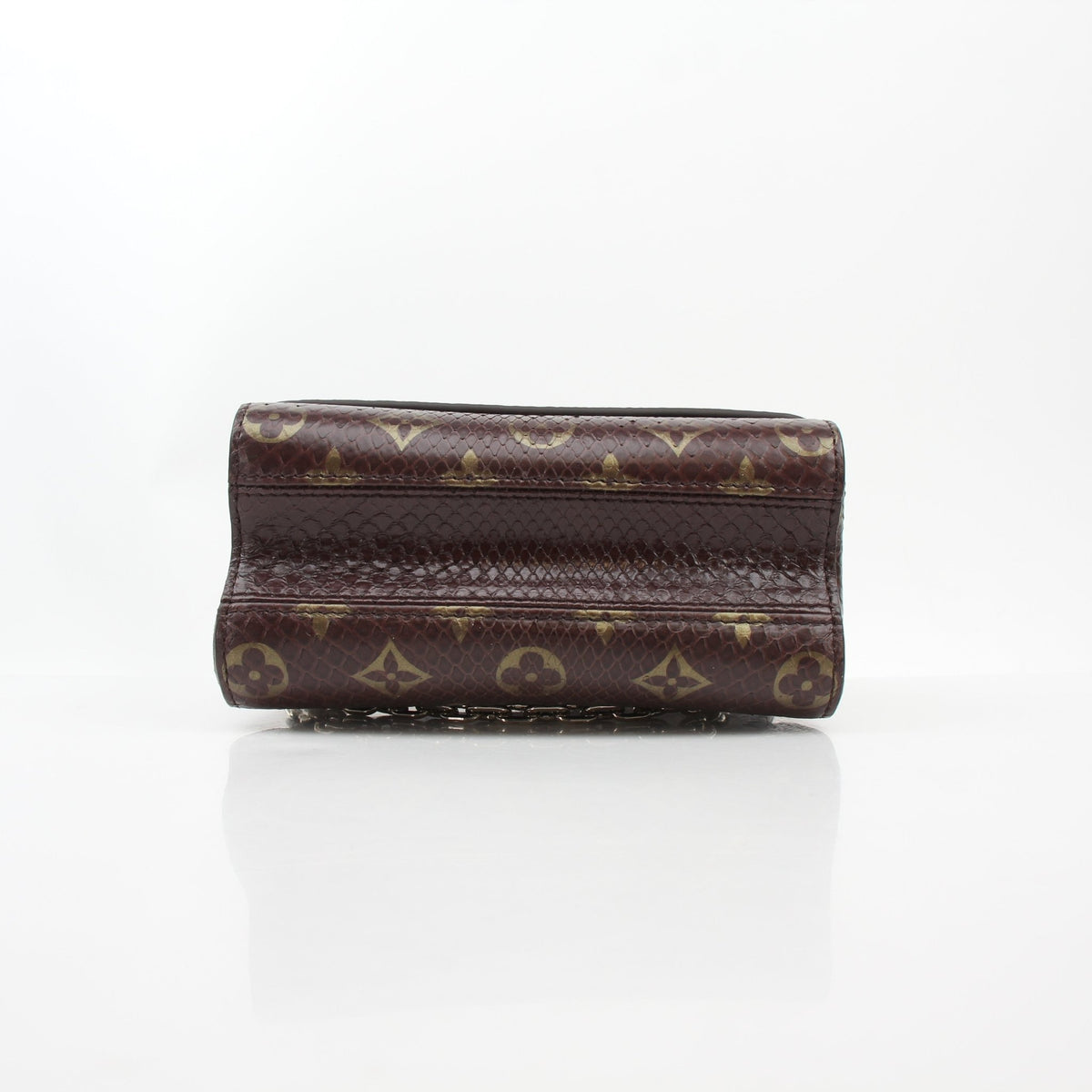Louis Vuitton Brown Monogram Python Twist PM Crossbody Bag, authentic handbag with monogram pattern and leather strap.