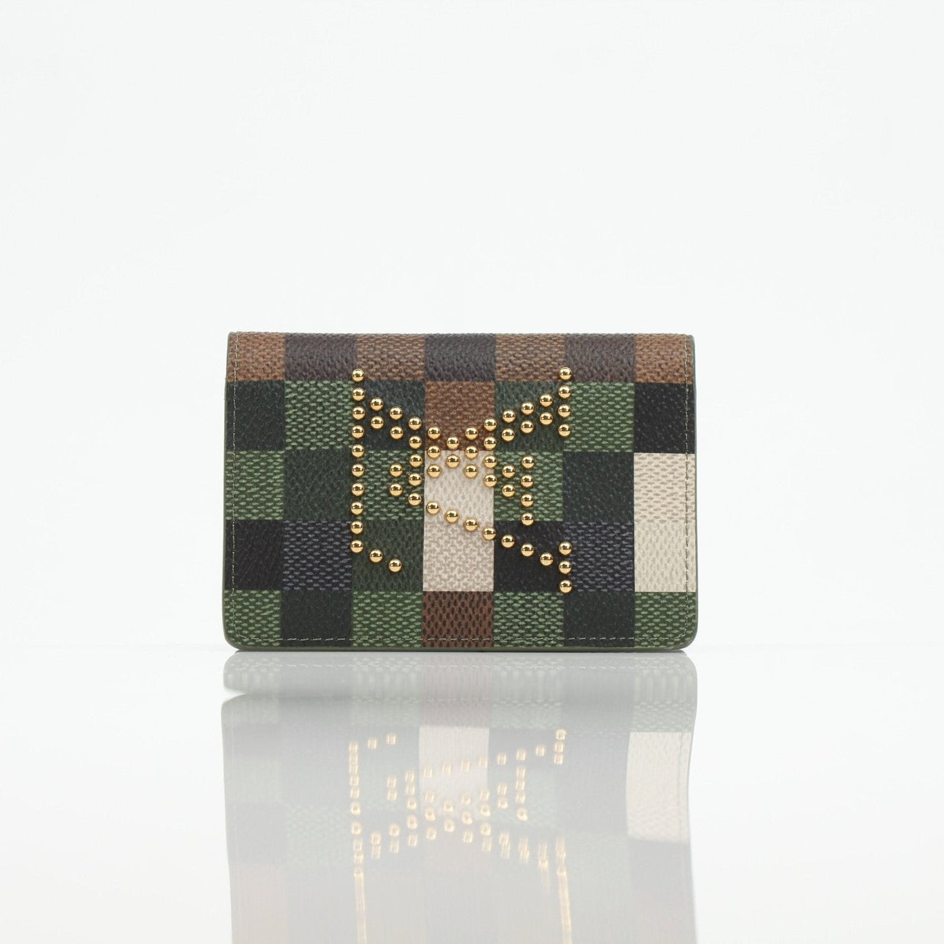 Louis Vuitton Camo Pocket Organizer wallet by Gold & Beyond, featuring camouflage design, multiple card slots, and compact wallet layout.
