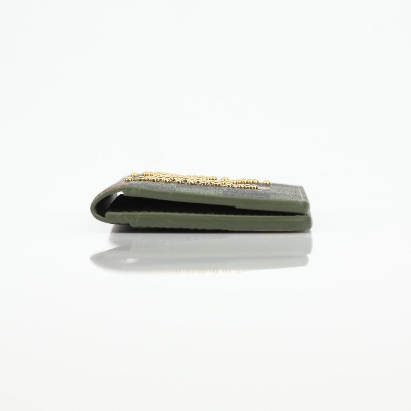 Louis Vuitton Camo Pocket Organizer wallet with multiple card slots and camouflage pattern, featuring gold accents and compact design.