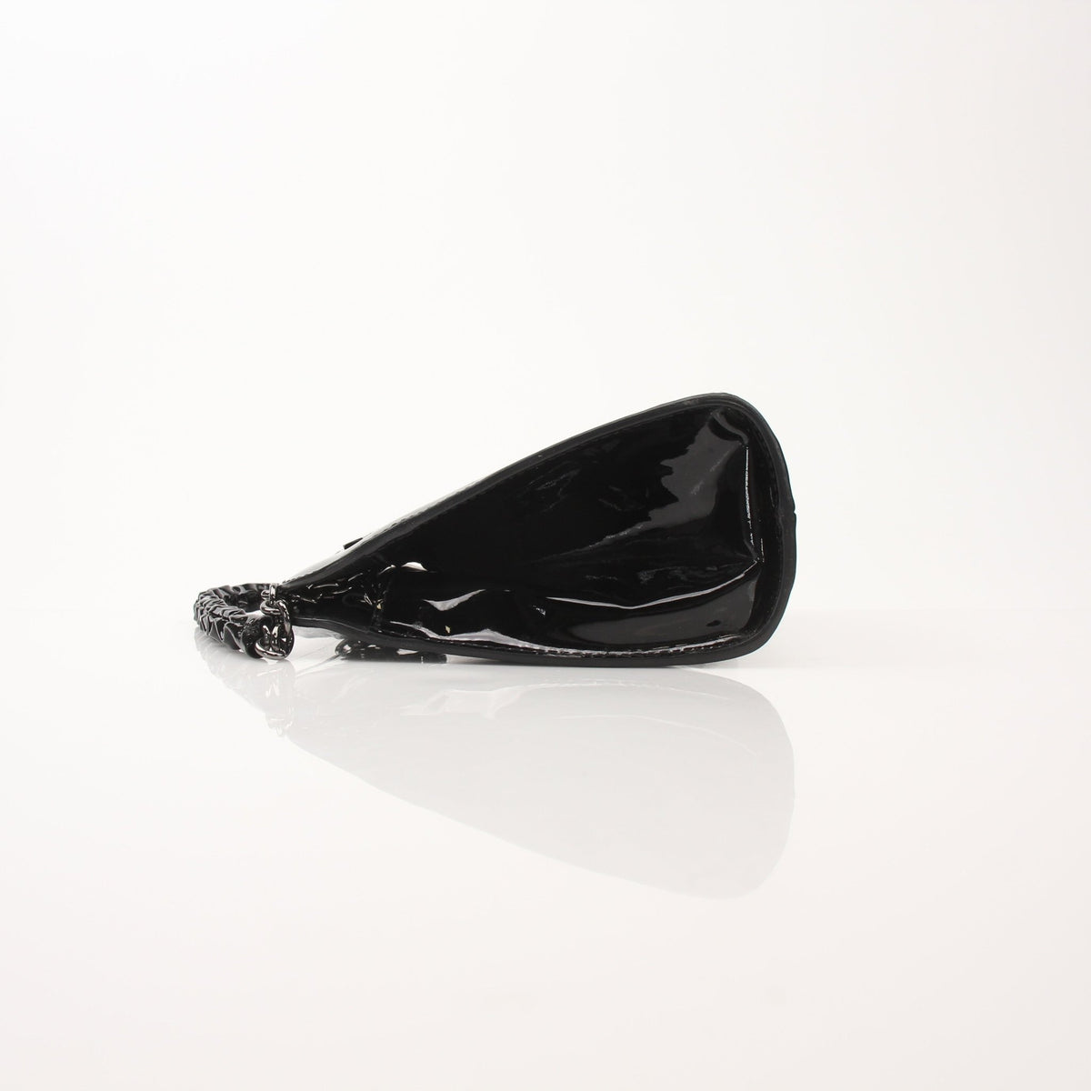 Tom Ford Black Cosmo handbag with gold accents, stylish leather purse featuring sleek design and structured shape.