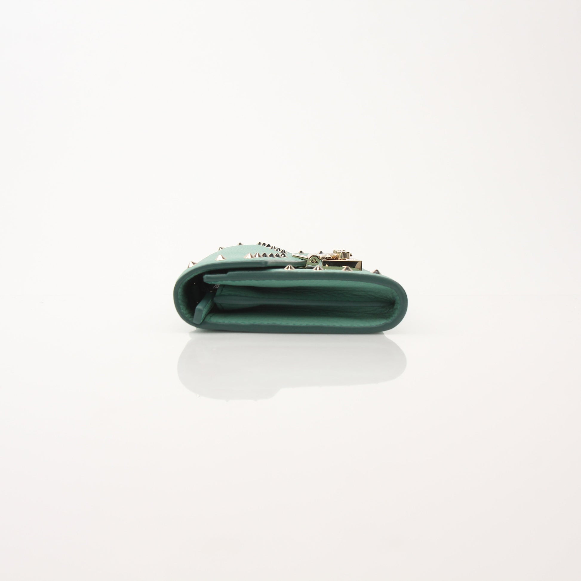 Gold & Beyond MCM Millie Mint Wallet on Chain, stylish designer wallet with chain strap and signature logo details.