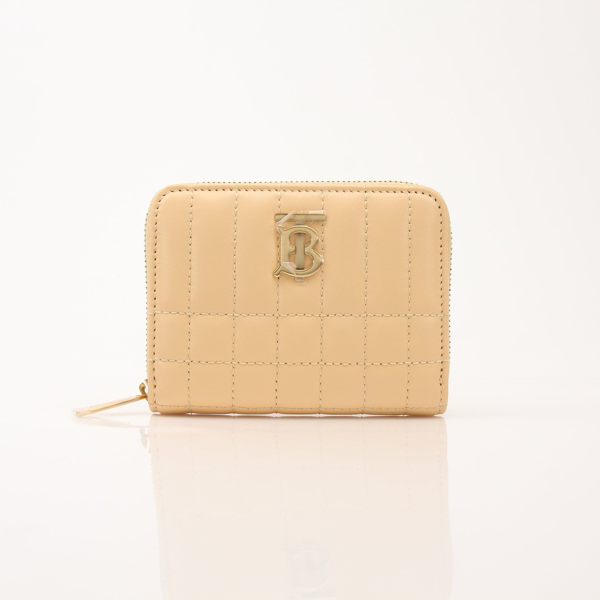 Gold & Beyond Burberry Lola Mini Wallet showing its compact design, leather exterior, and gold-tone hardware detail.