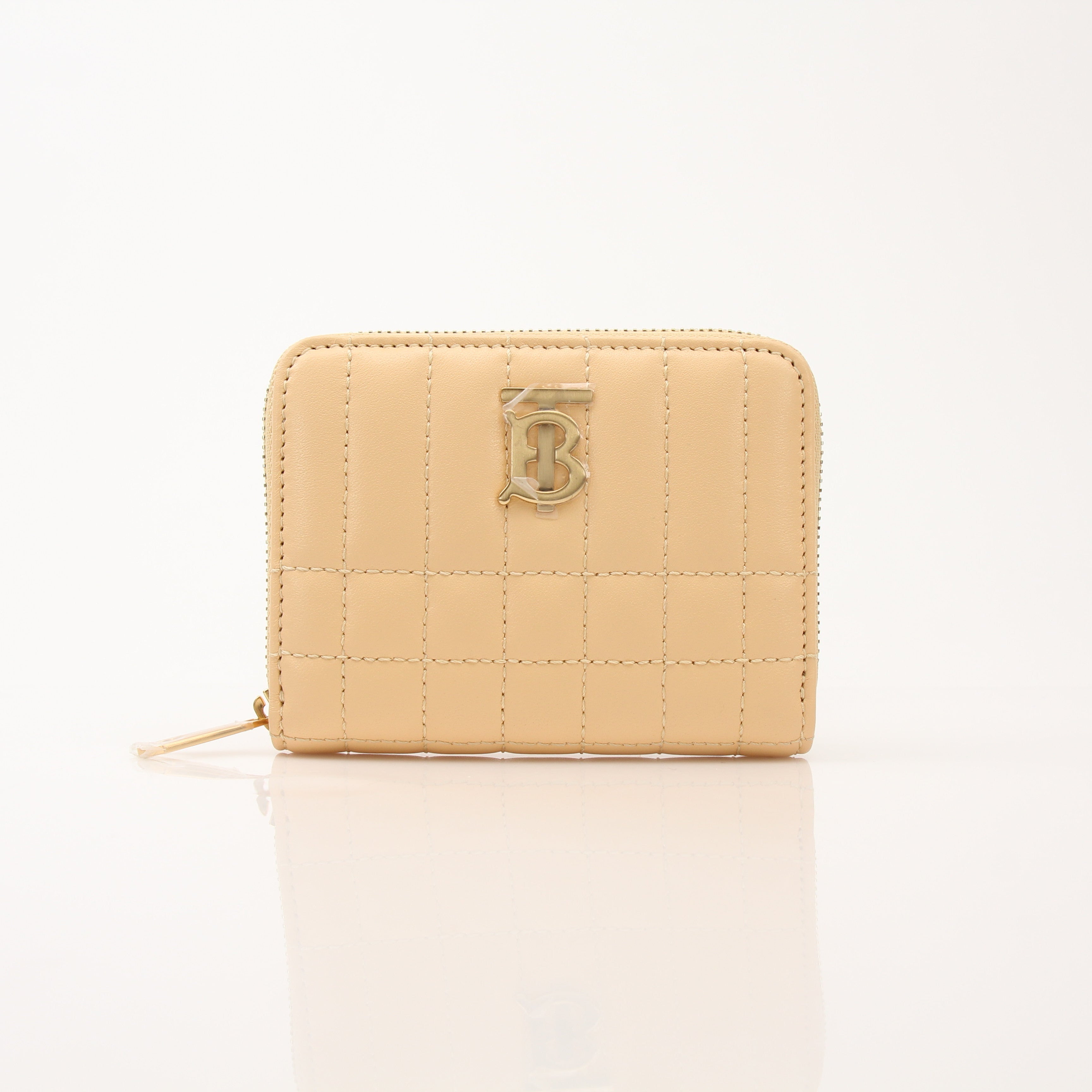 Gold & Beyond Burberry Lola Mini Wallet showing its compact design, leather exterior, and gold-tone hardware detail.