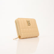 Gold & Beyond Burberry Lola Mini Wallet with signature check pattern and compact leather design, front view.