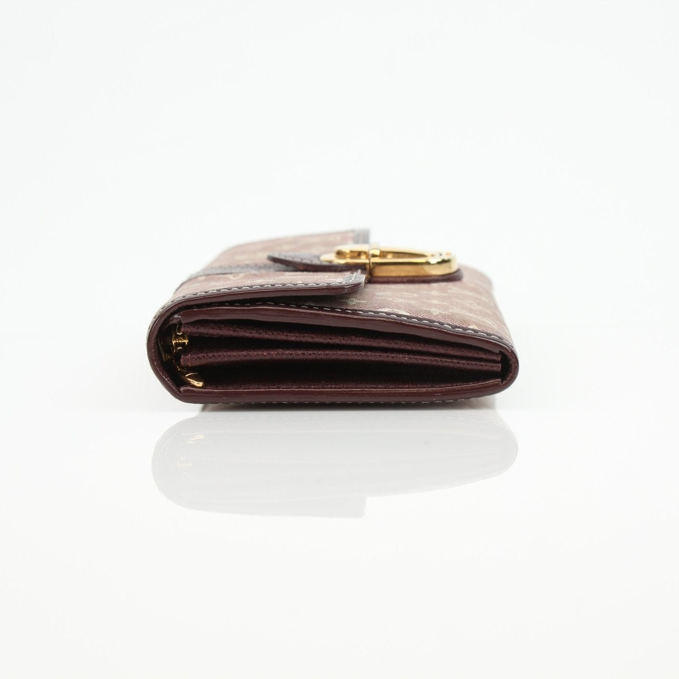 Louis Vuitton Sarah Monogram Wallet showing the signature monogram canvas and gold-tone zipper on a sleek, compact wallet design.