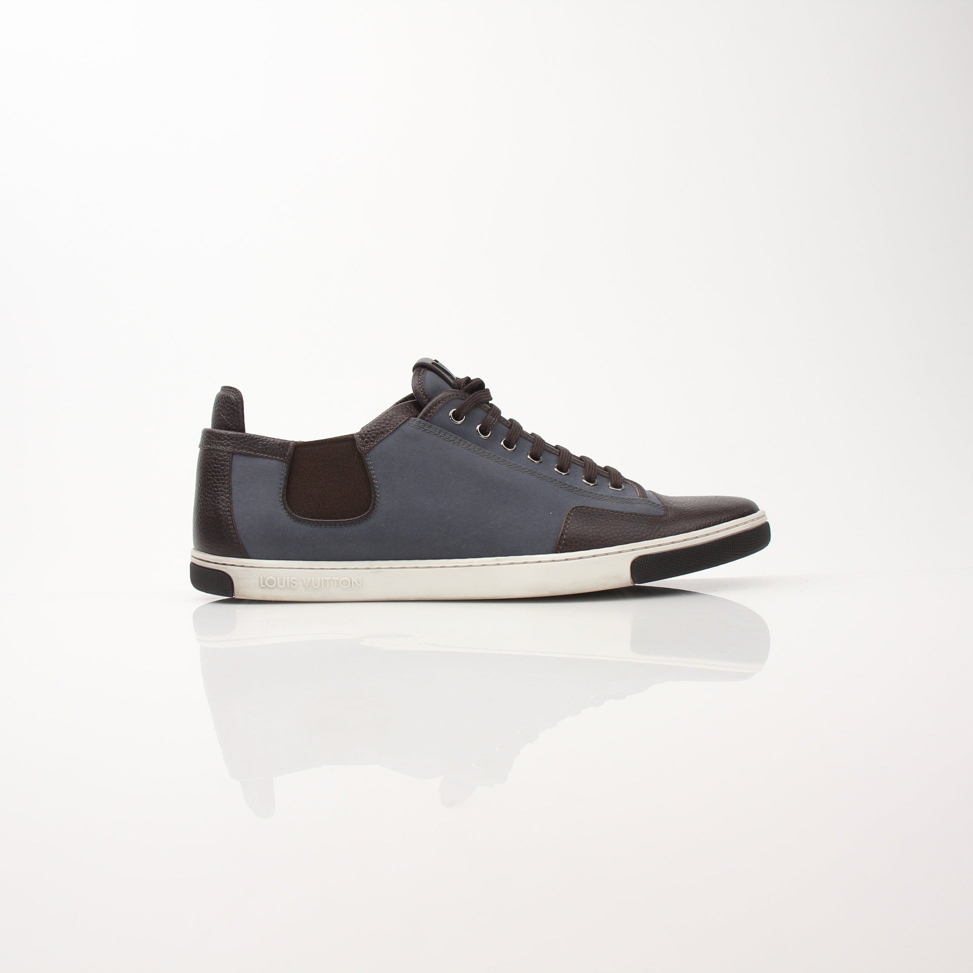 Louis Vuitton Men’s Shalom leather sneakers by Gold & Beyond, featuring sleek design and premium craftsmanship.