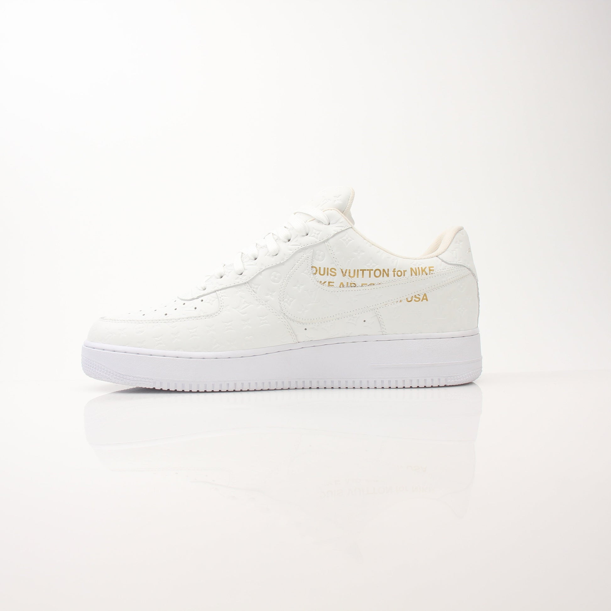Louis Vuitton x Nike Air Force 1 Low sneakers for men, featuring stylish design and premium materials, by Gold & Beyond.