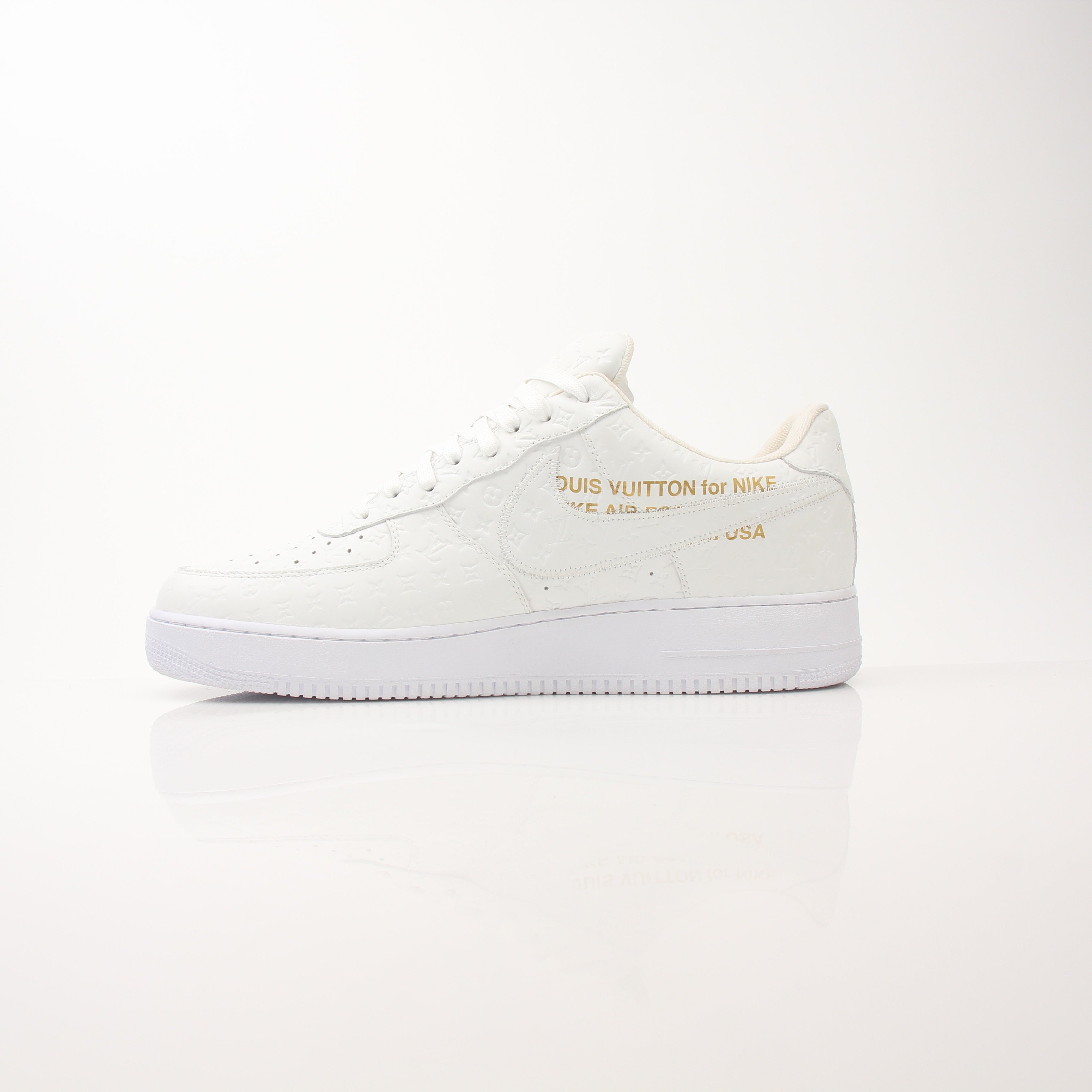 Louis Vuitton x Nike Air Force 1 Low sneakers for men, featuring stylish design and premium materials, by Gold & Beyond.