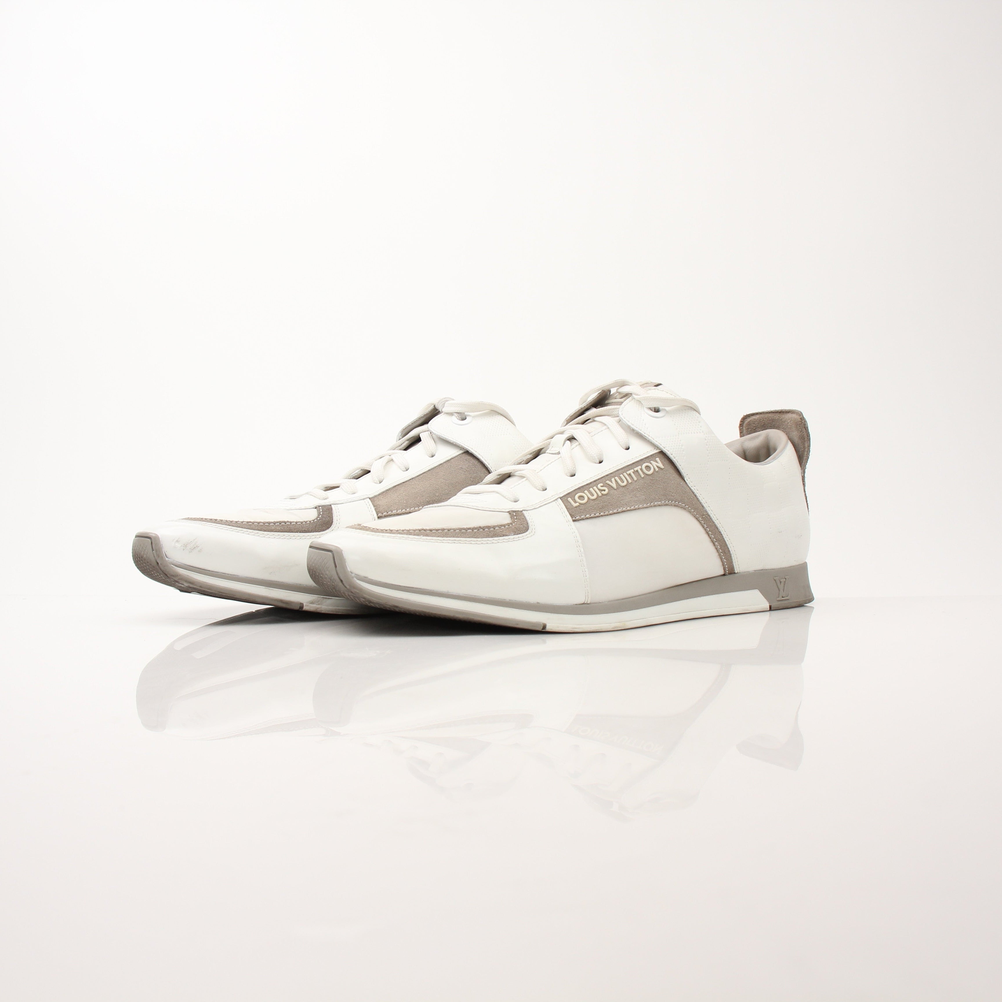 Gold & Beyond Louis Vuitton Damier trainers, stylish shoes with signature checkerboard pattern and comfortable design.
