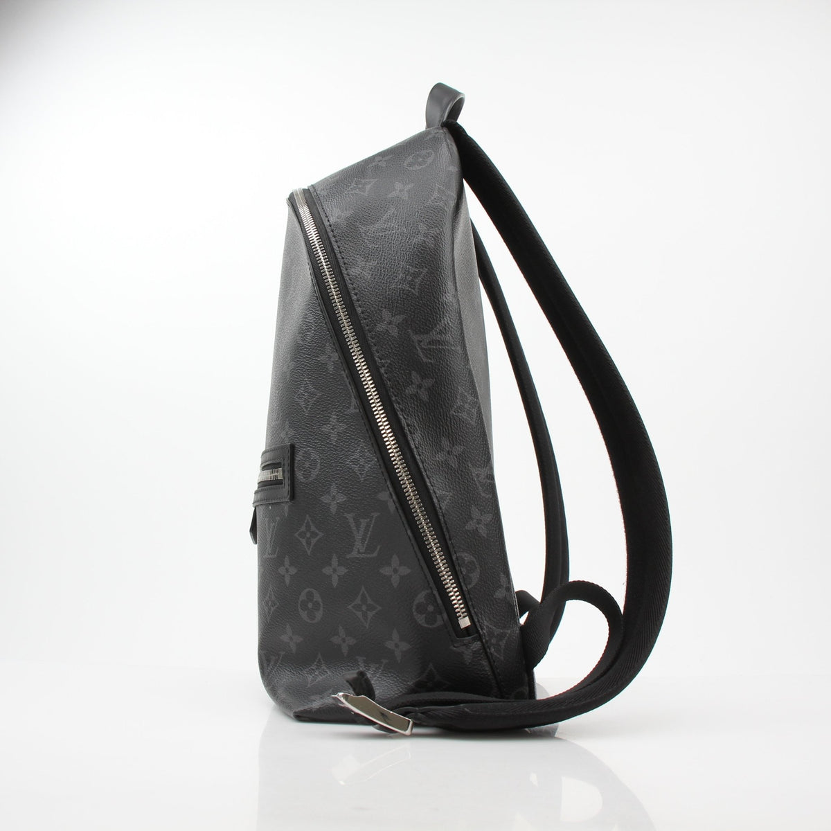 Louis Vuitton Black Monogram Eclipse Discovery Backpack PM with adjustable straps and spacious interior for travel and daily use.