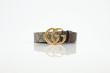 Gucci 625839 GG Supreme Belt with Antique Gold Hardware size 70/28