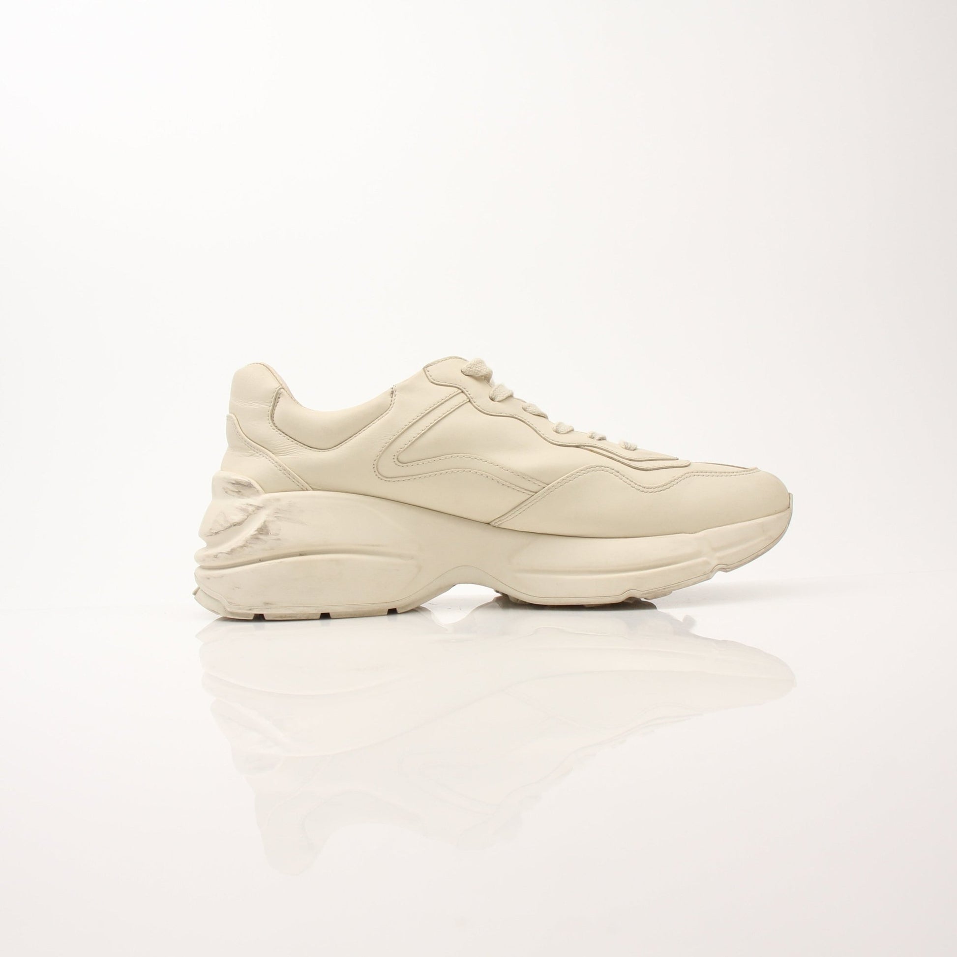 Gucci Women's Rhyton Strawberry Sneakers by Gold & Beyond featuring white canvas with strawberry embroidery and rubber sole