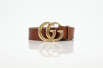 Gucci 409416 GG Marmont Brown Leather Belt