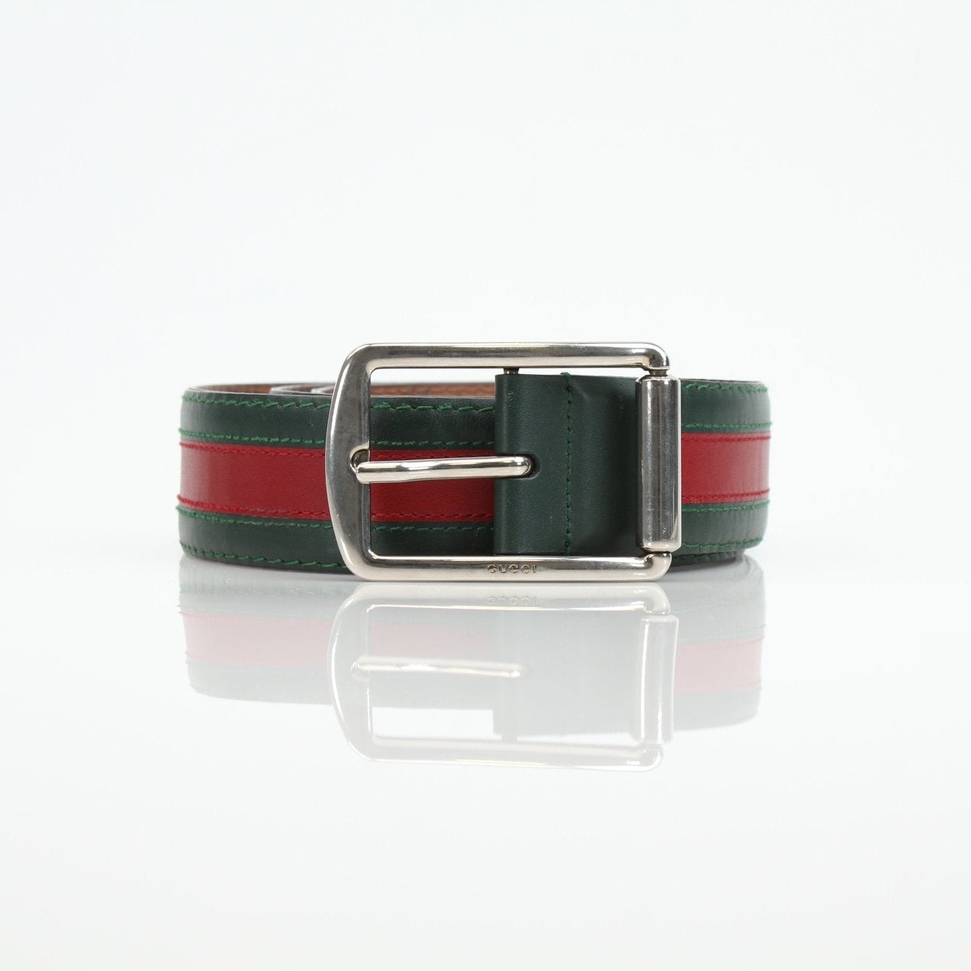 Gucci red and green web belt with gold buckle, stylish accessories for fashion-forward outfits