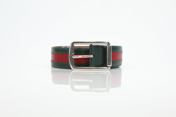 Gucci 295331 Web Red &amp; Green Leather Belt