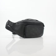 Louis Vuitton Black Monogram Shadow Rush Bum Bag, a stylish handbag with monogram pattern and adjustable strap.
