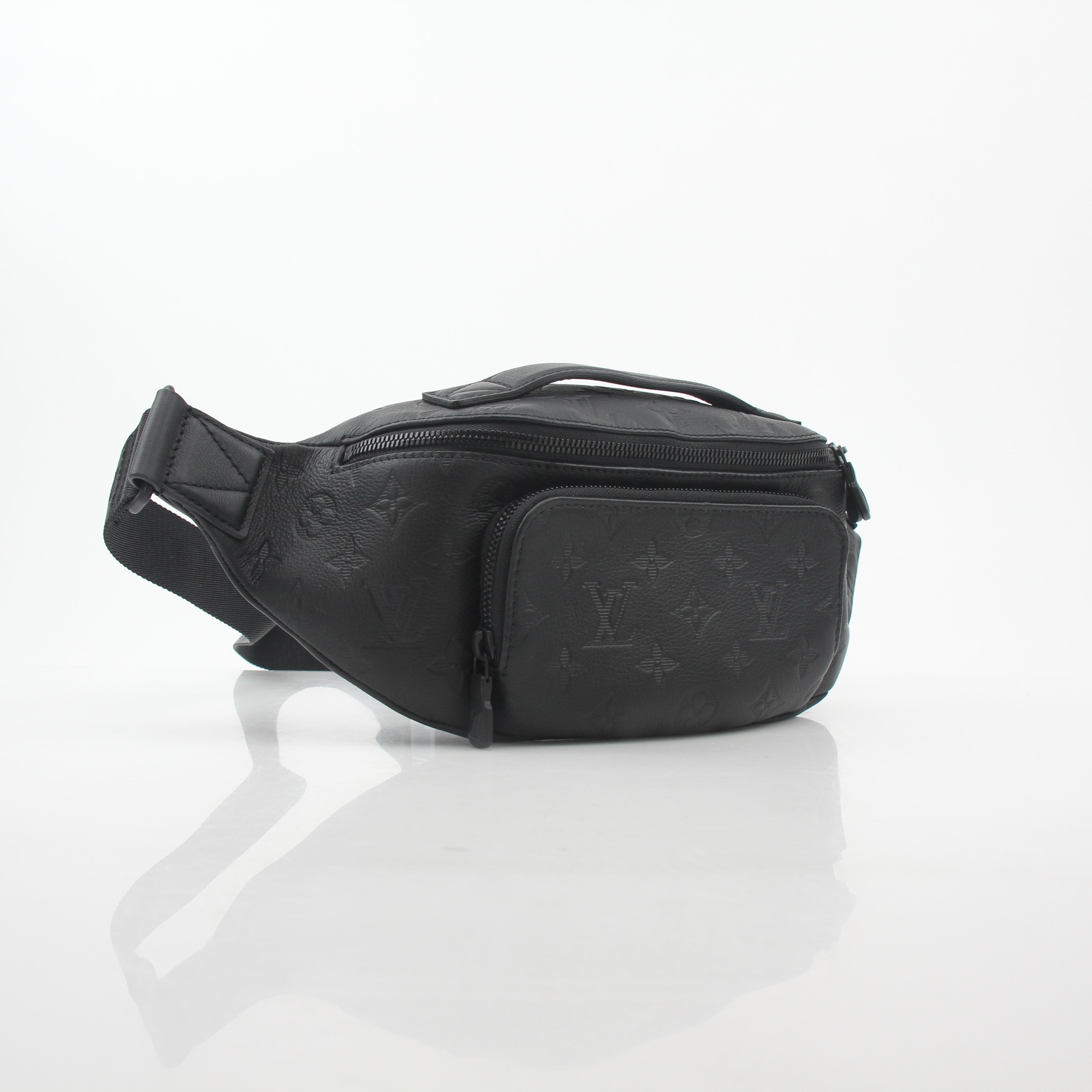 Louis Vuitton Black Monogram Shadow Rush Bum Bag, a stylish handbag with monogram pattern and adjustable strap.