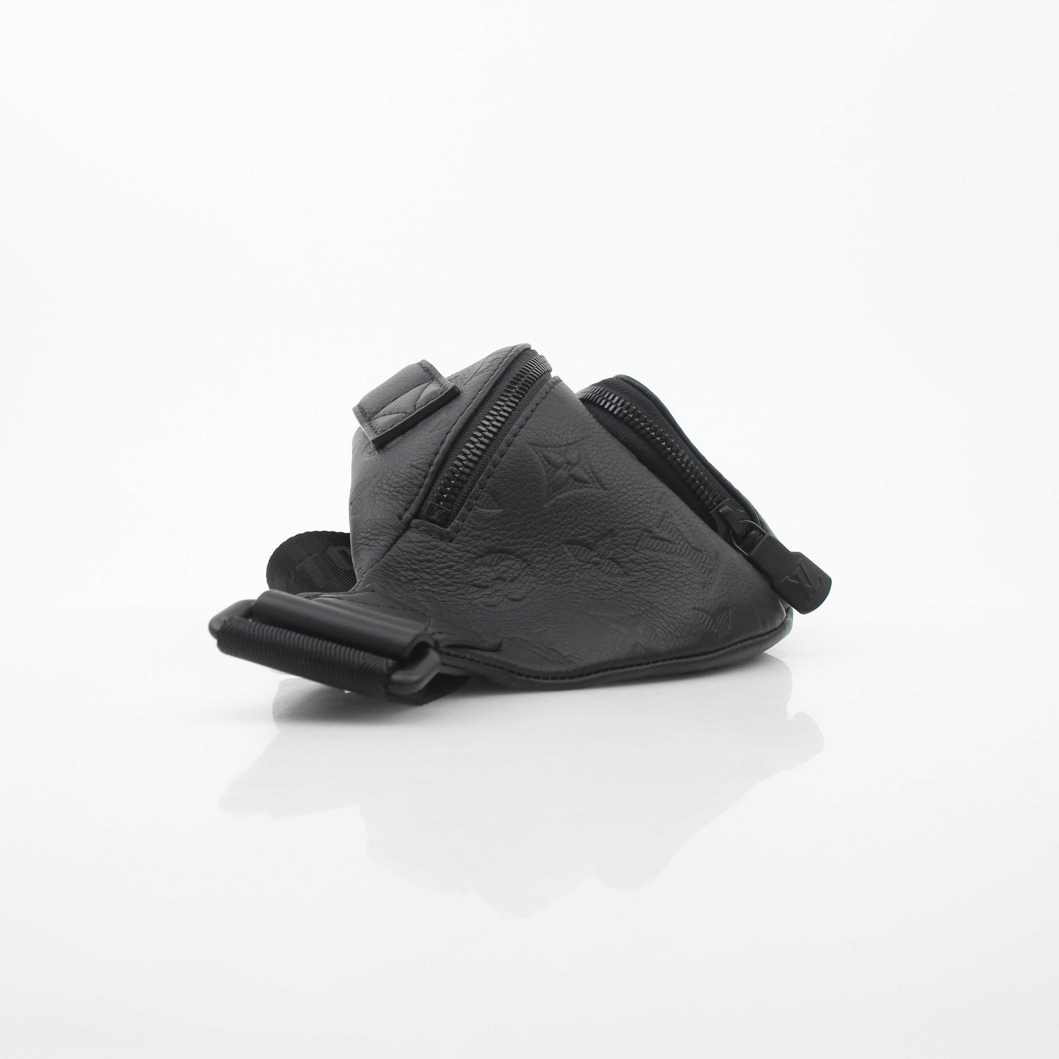 Louis Vuitton Black Monogram Shadow Rush Bum Bag, a stylish handbag with a sleek design and monogram pattern.