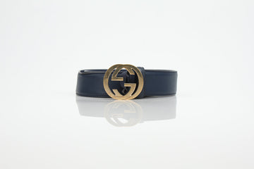 Gucci Interlocking GG Navy Leather Belt