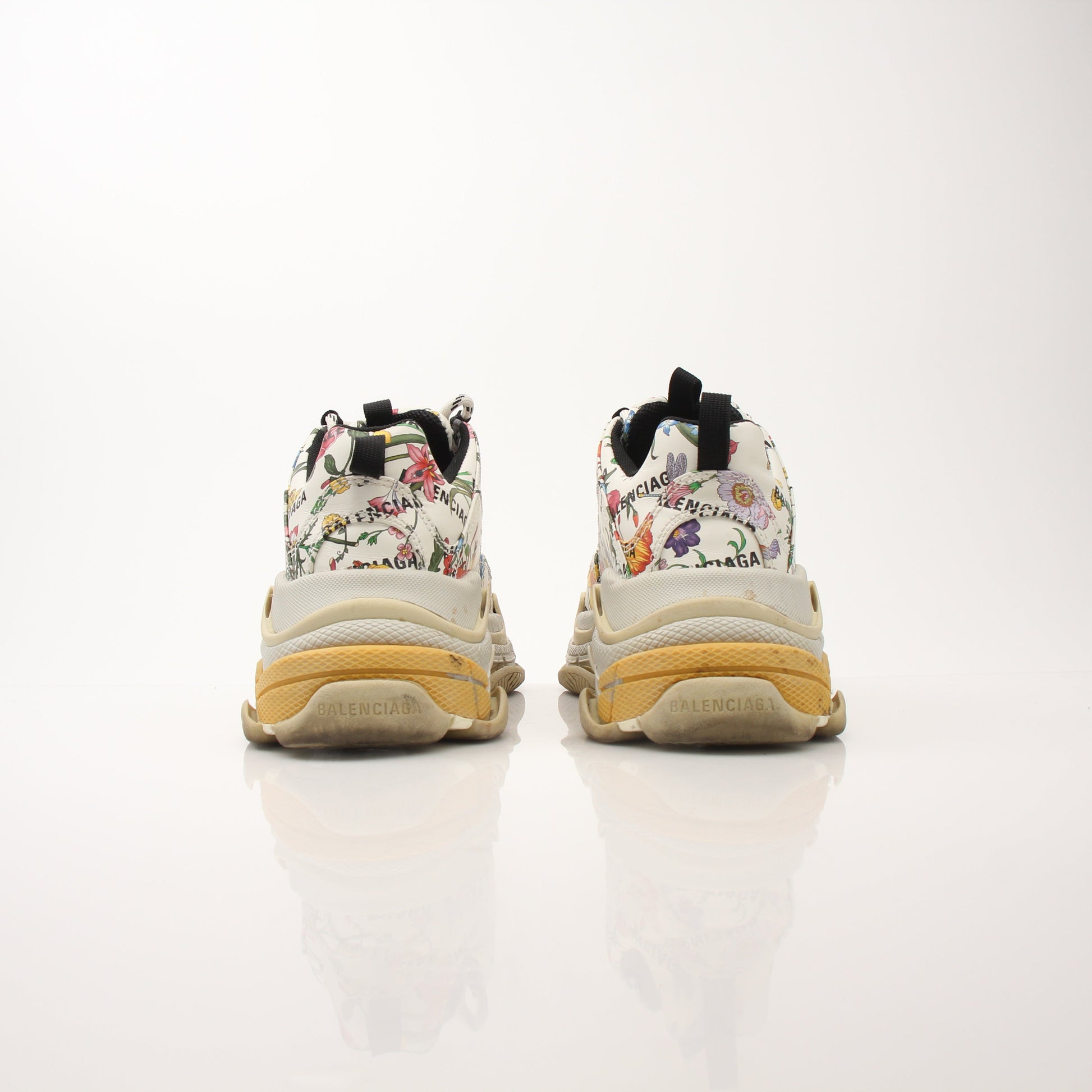 Gucci x Balenciaga The Hacker Project Triple S sneakers in black and white with chunky design and logo details.