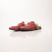 Gucci Red Women’s Princetown Fur Lined Mules