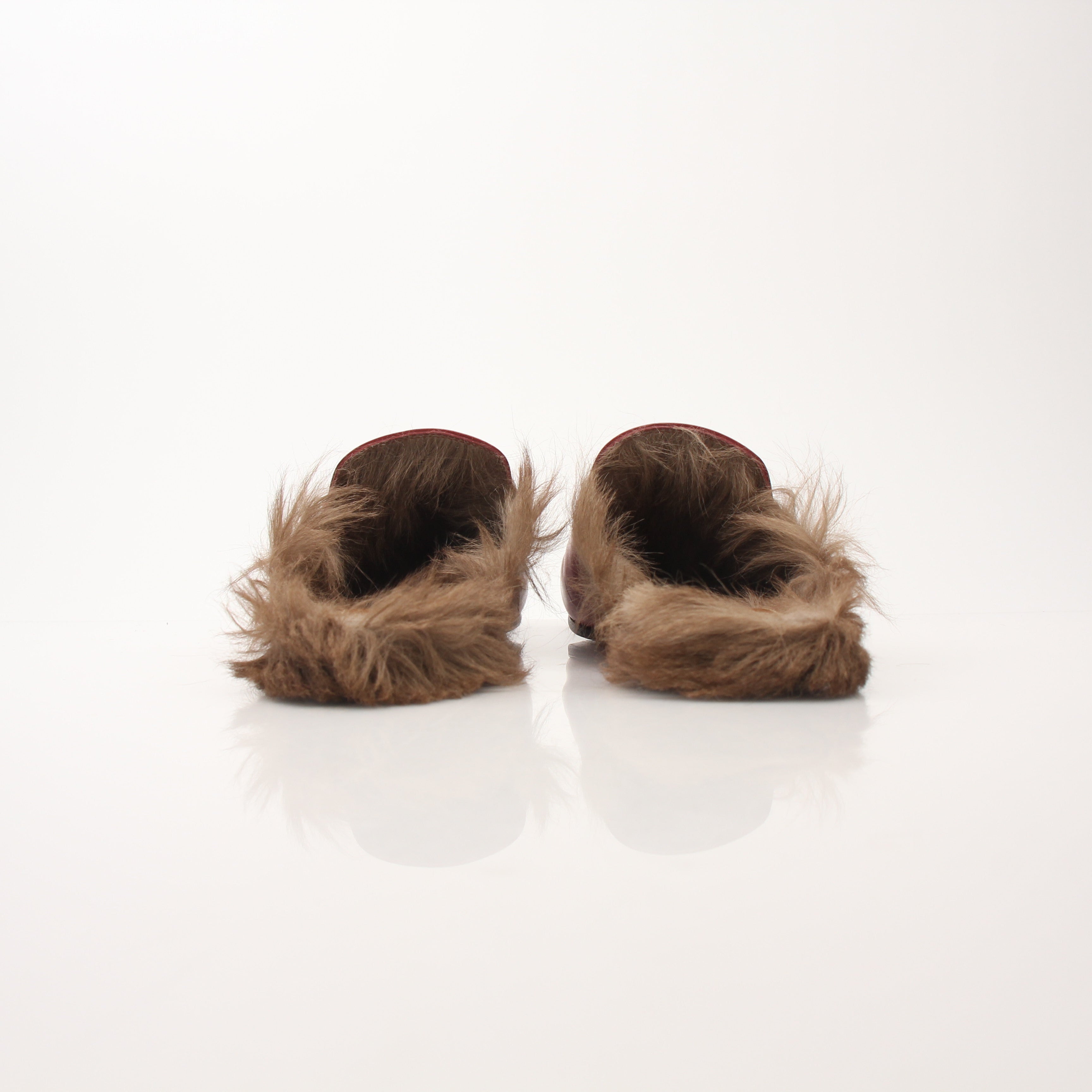 Gucci Red Women’s Princetown Fur Lined Mules