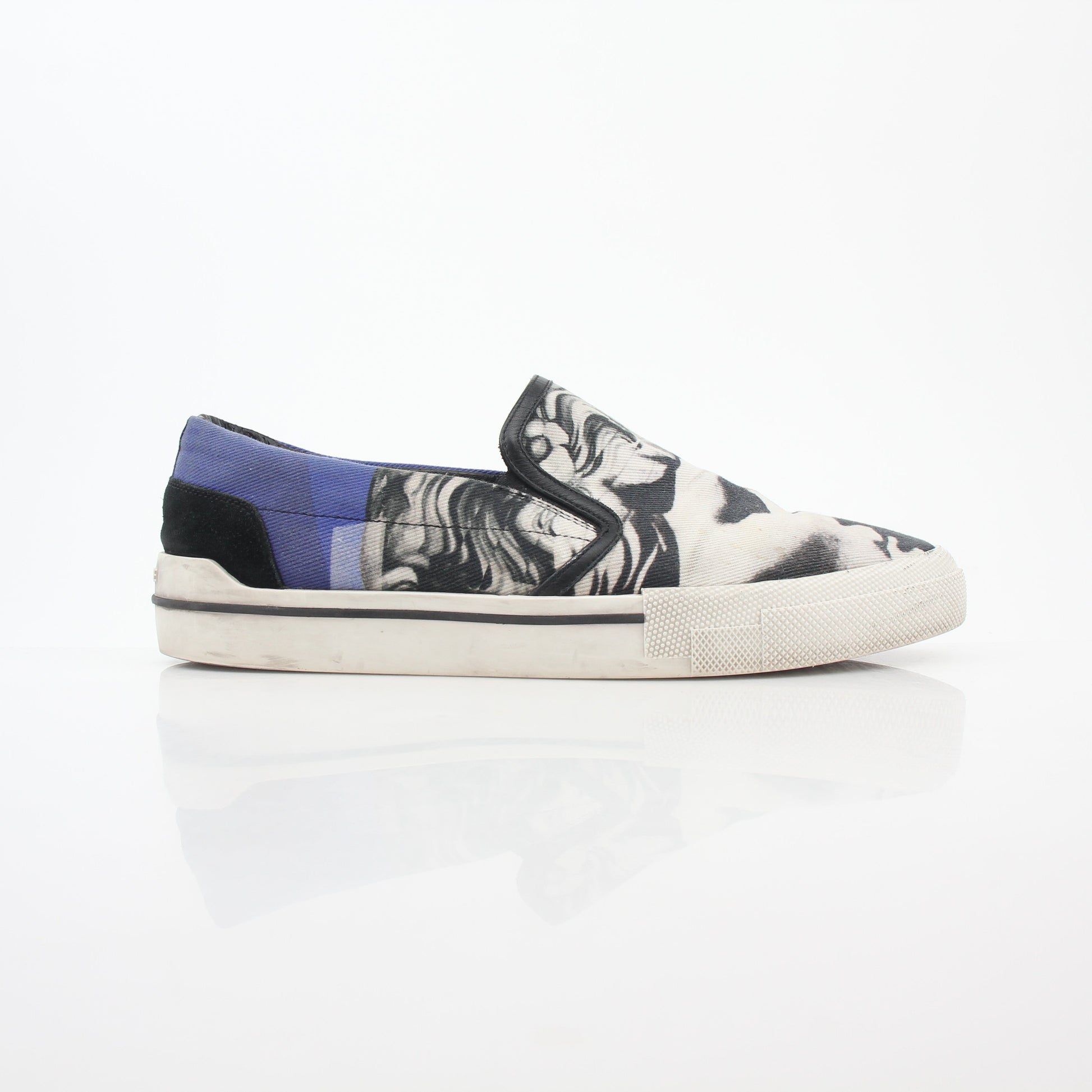 Versace men's graphic print canvas slip-on sneakers with stylish design and comfortable fit, by Gold & Beyond.