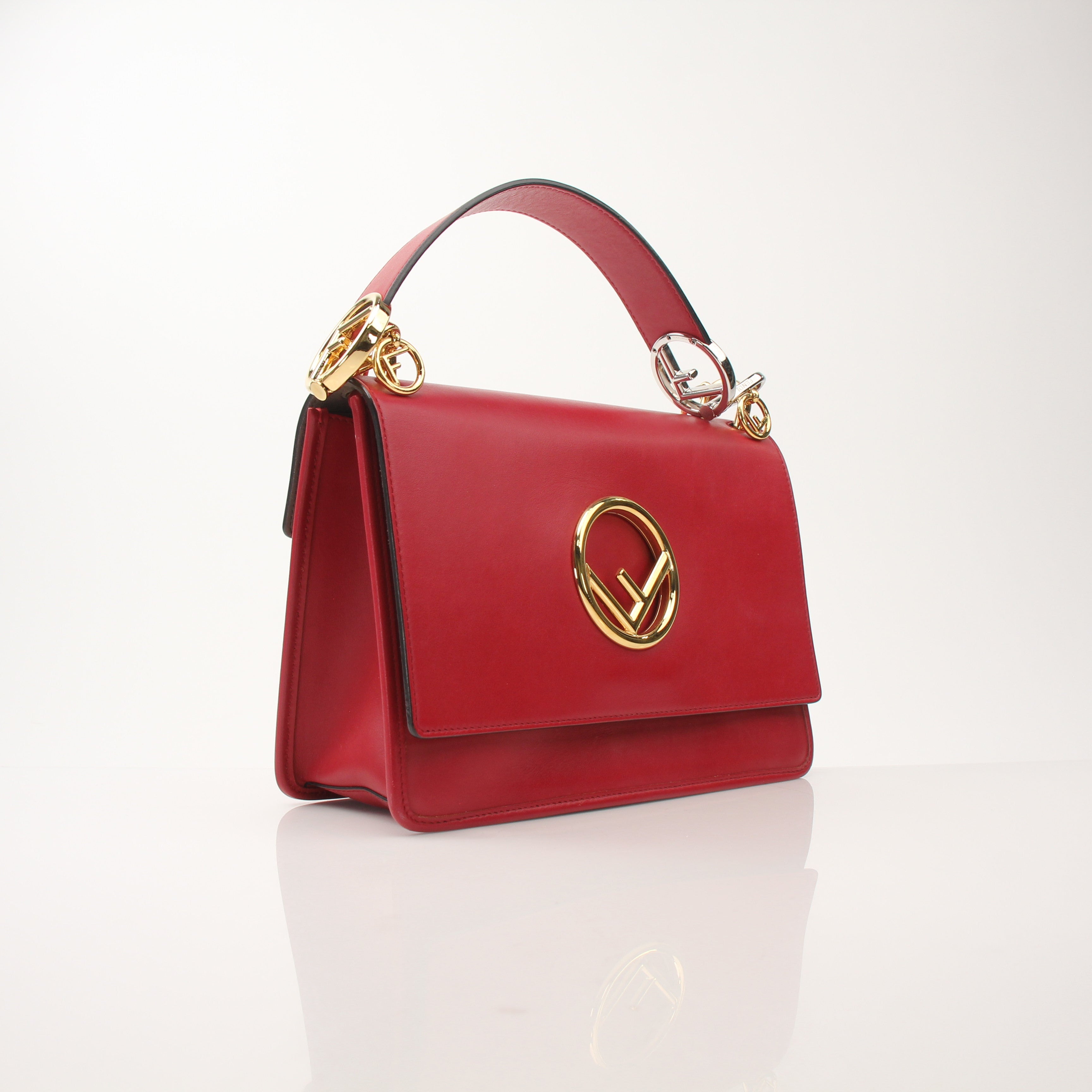 Fendi Kan I F Logo shoulder handbag by Gold & Beyond, showcasing the designer bag's logo pattern and sleek leather strap.