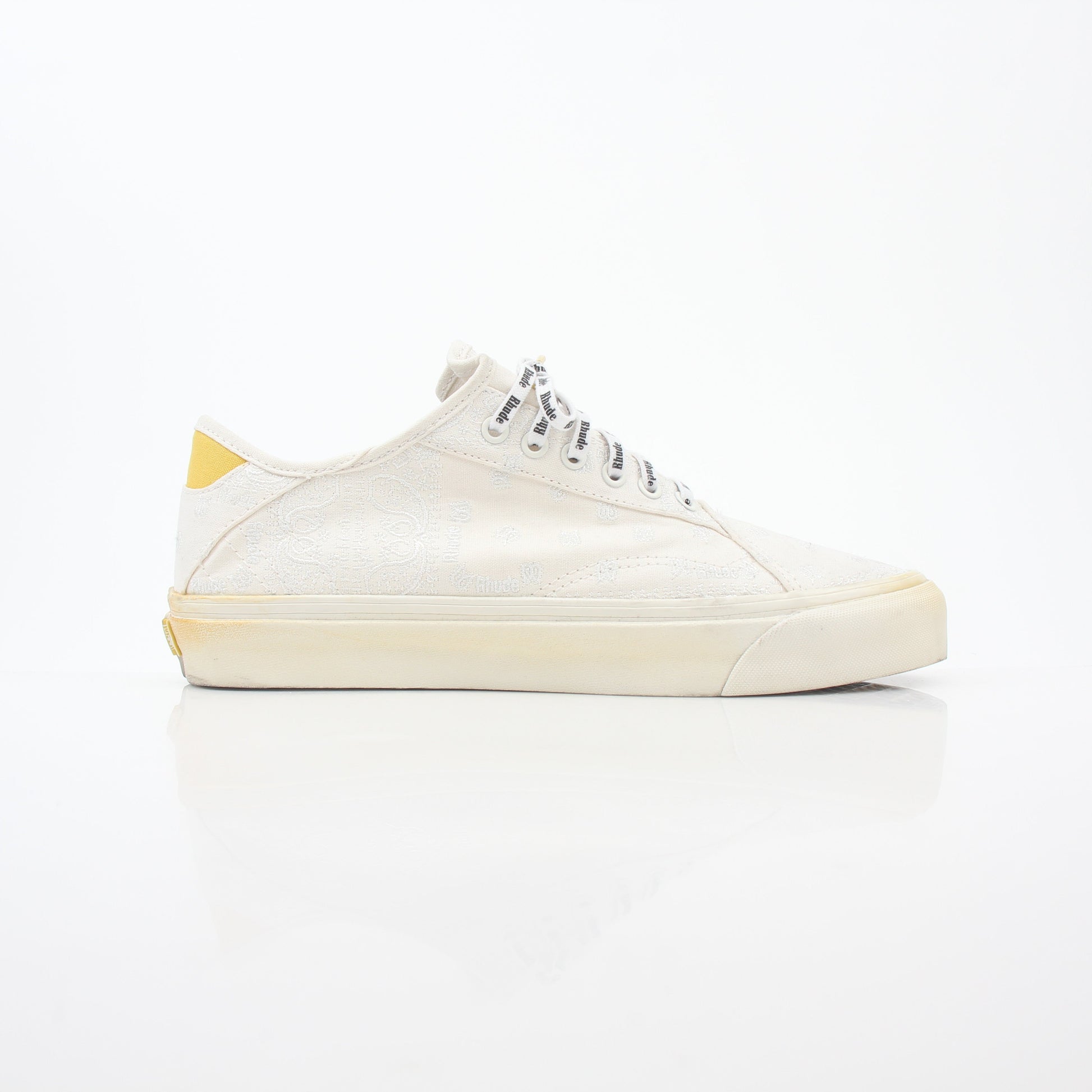 Vans x Rhude Diamo Ni Bandana White sneakers featuring stylish bandana design and classic skate shoe silhouette from Gold & Beyond