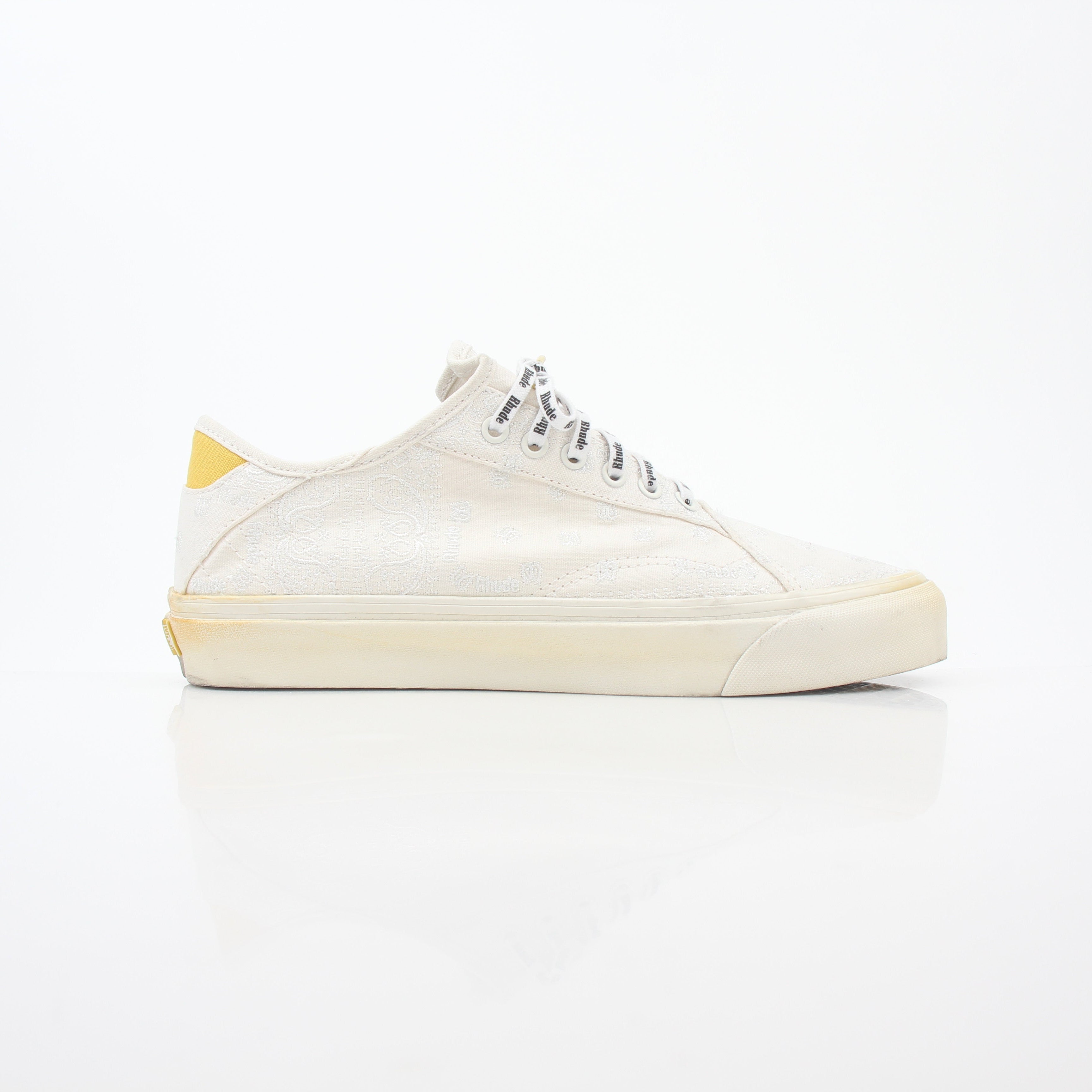 Vans x Rhude Diamo Ni Bandana White sneakers featuring stylish bandana design and classic skate shoe silhouette from Gold & Beyond