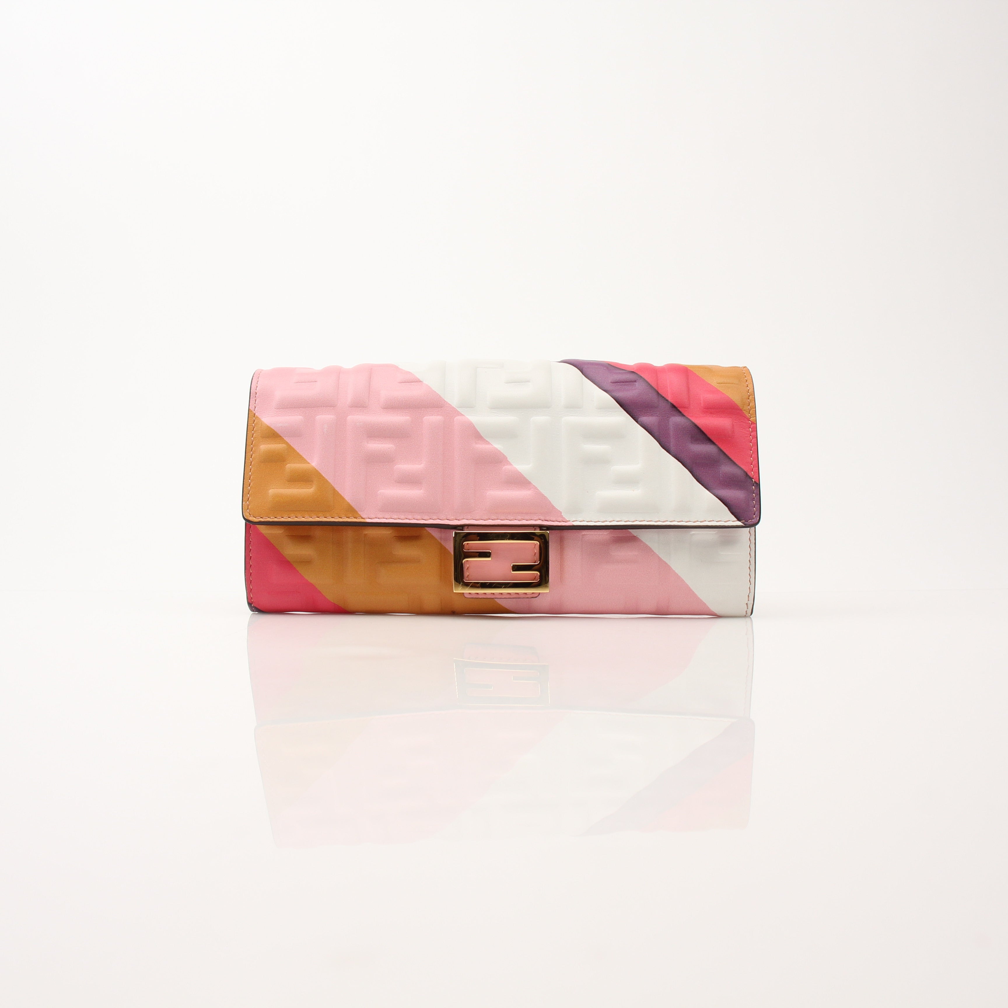 Fendi Multicolor FF Embossed Baguette Chain Wallet