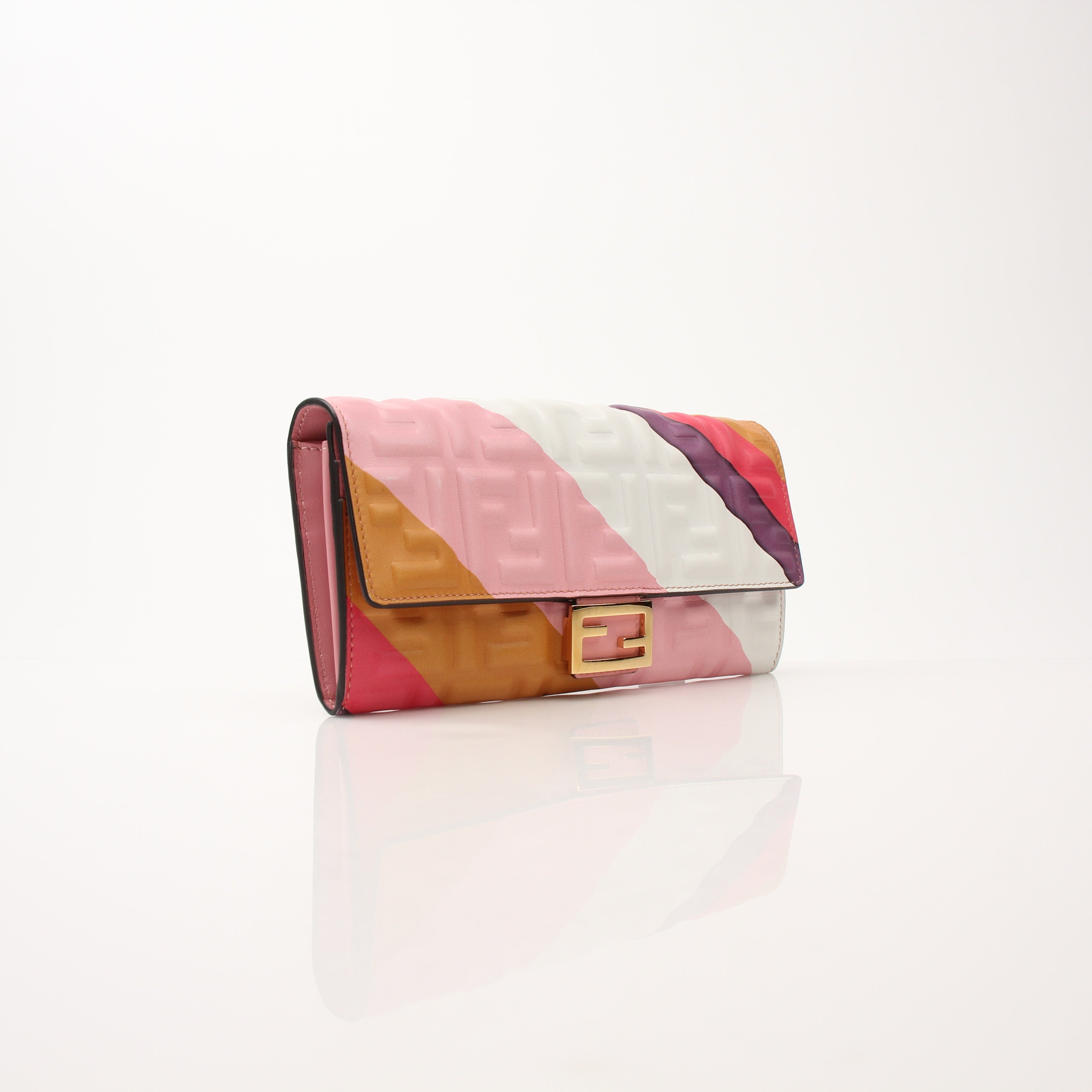 Fendi Multicolor FF Embossed Baguette Chain Wallet