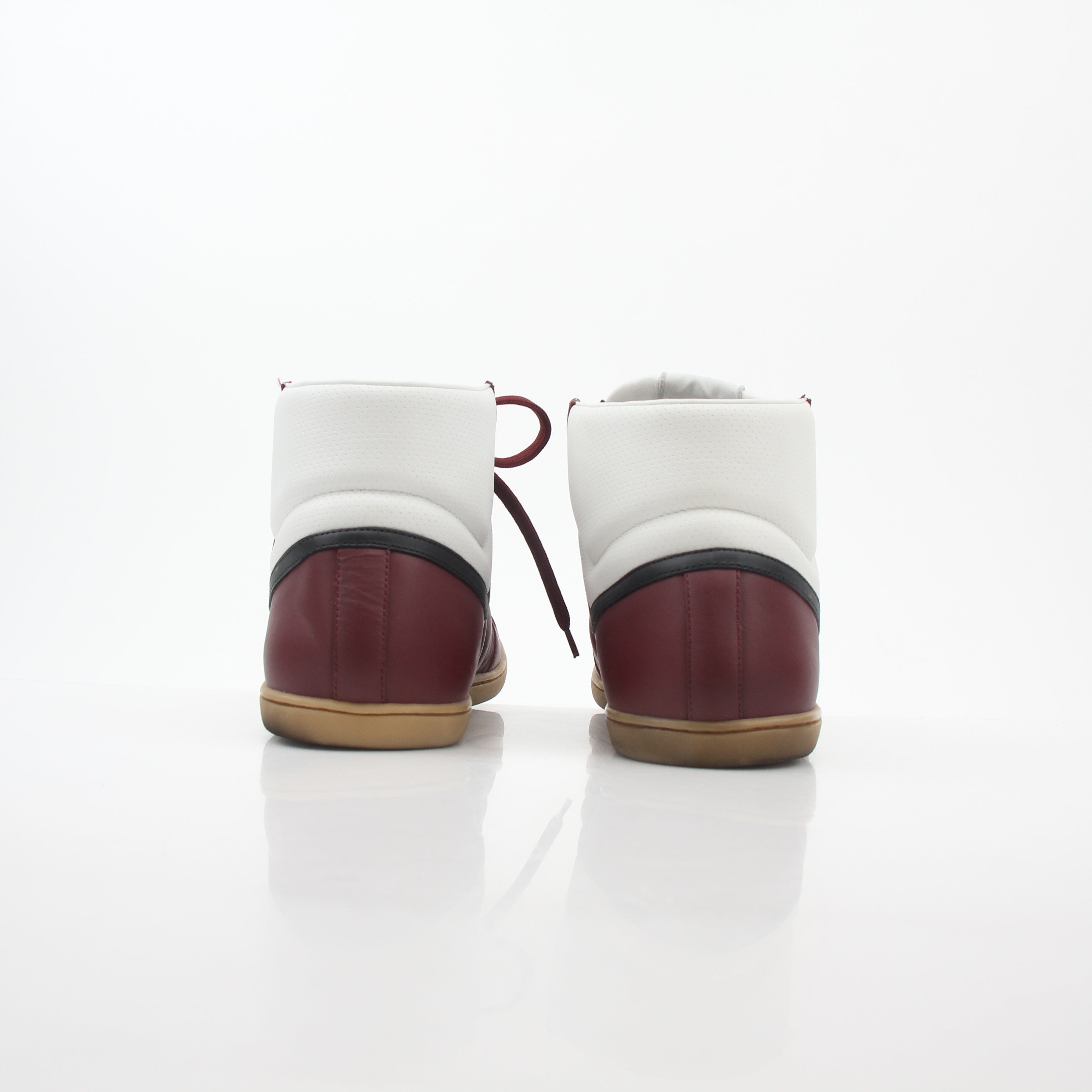 Louis Vuitton Burgundy Spitfire high-top sneakers by Gold & Beyond, featuring stylish design and premium materials.