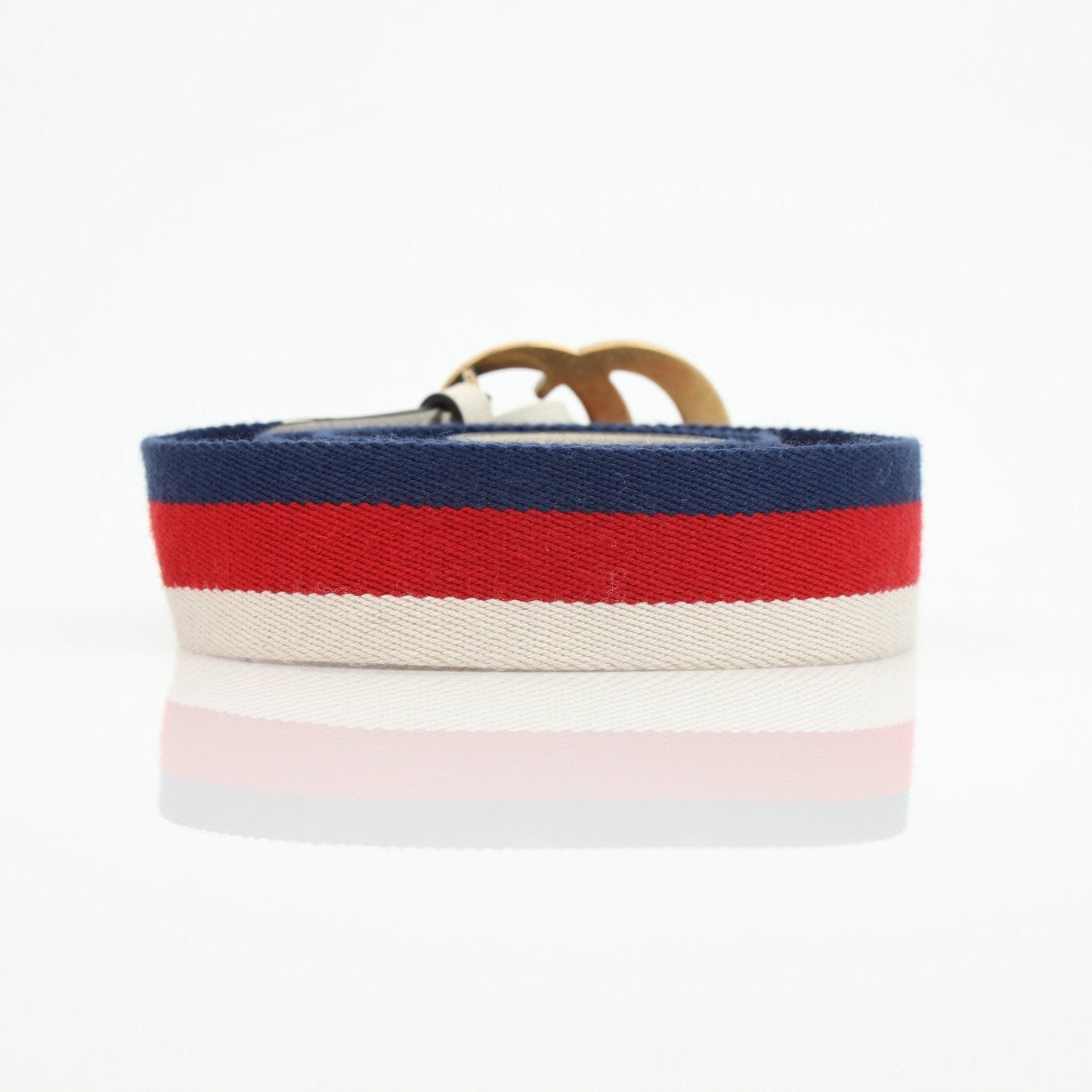 Gucci Marmont Web Canvas Belt with gold hardware, black and green striped design, stylish accessories for men and women
