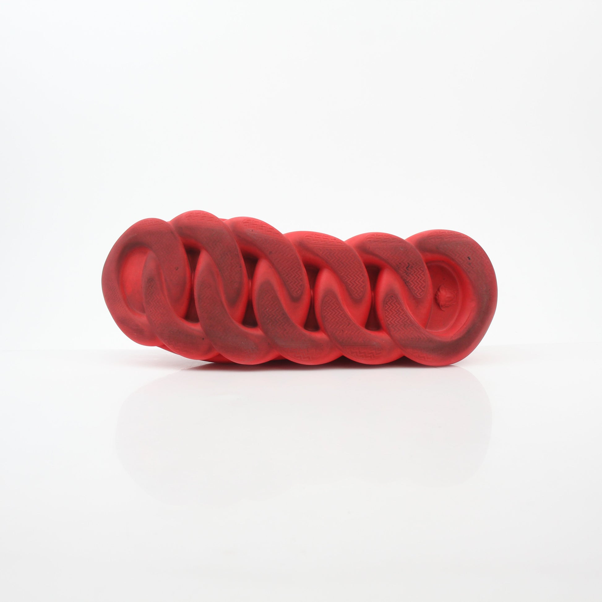 Gold & Beyond Versace Red Chain Reaction 2 Chainz sneakers featuring bold red color and stylish chain design.