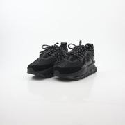 Versace Black Chain Reaction Sneakers by Gold & Beyond, stylish shoes with bold chain details and modern design.