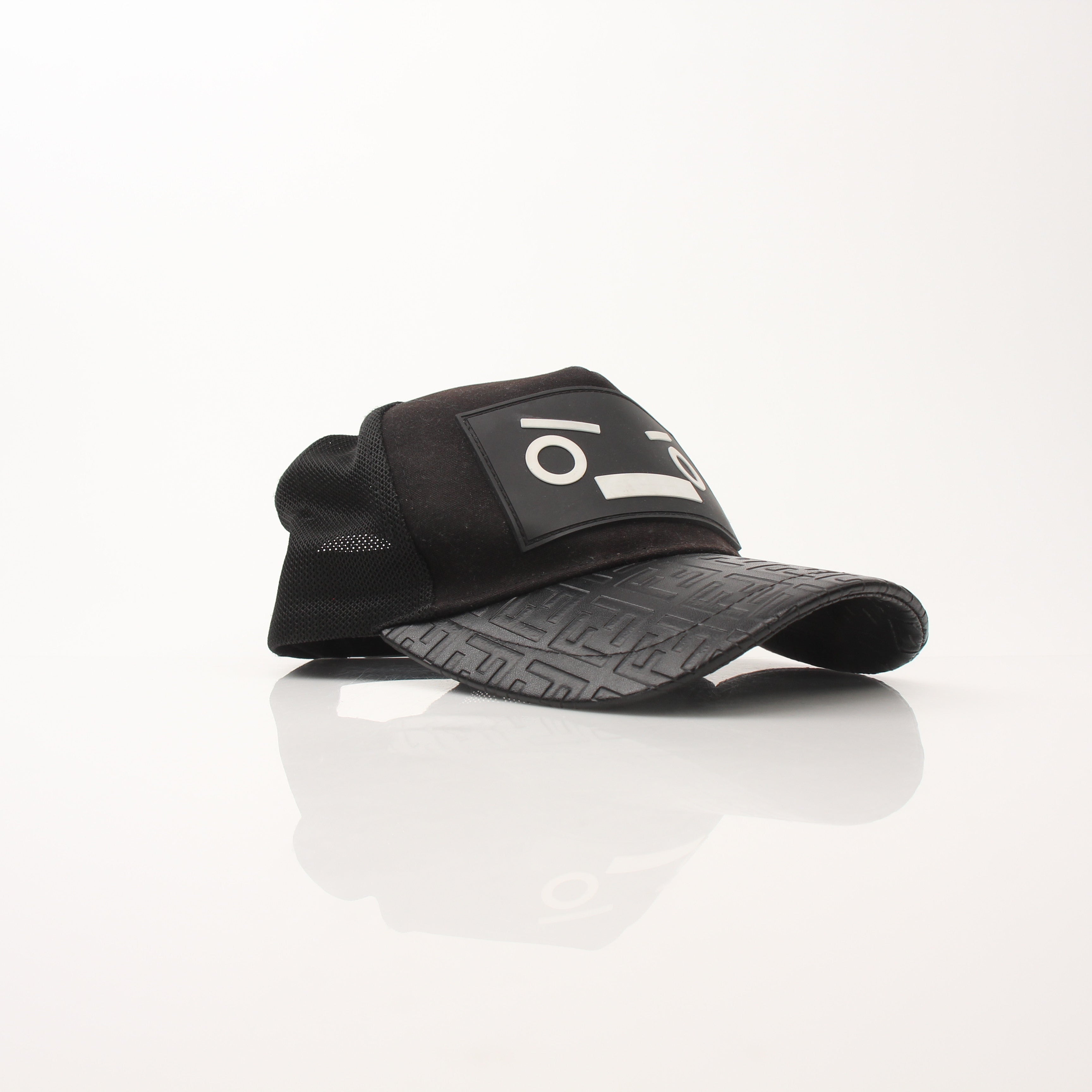 Fendi FF leather Bad Bugs robot trucker hat with embroidered logo and adjustable strap, stylish accessories by Gold & Beyond.