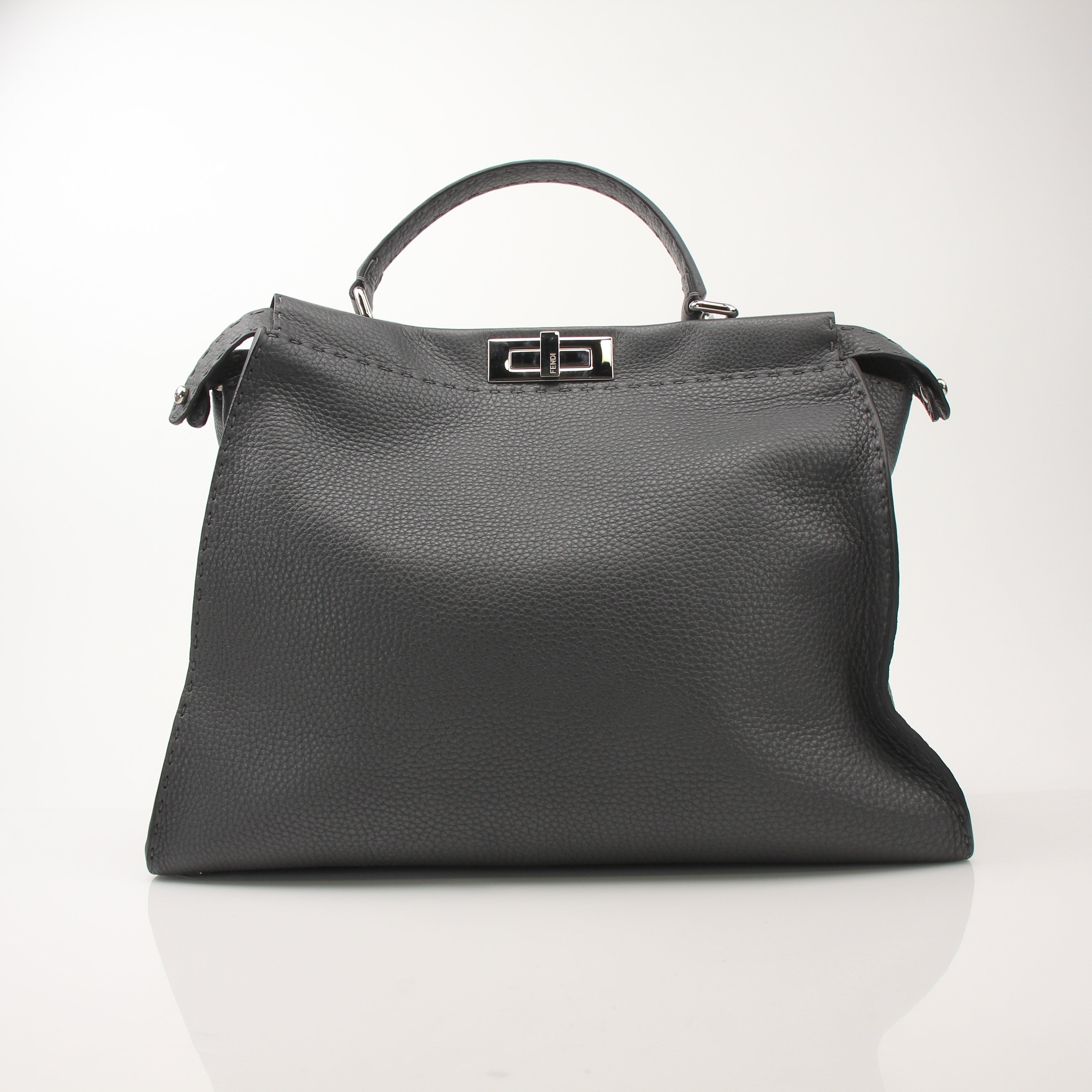 Fendi Large Rigid Leather Selleria Peekaboo Bag