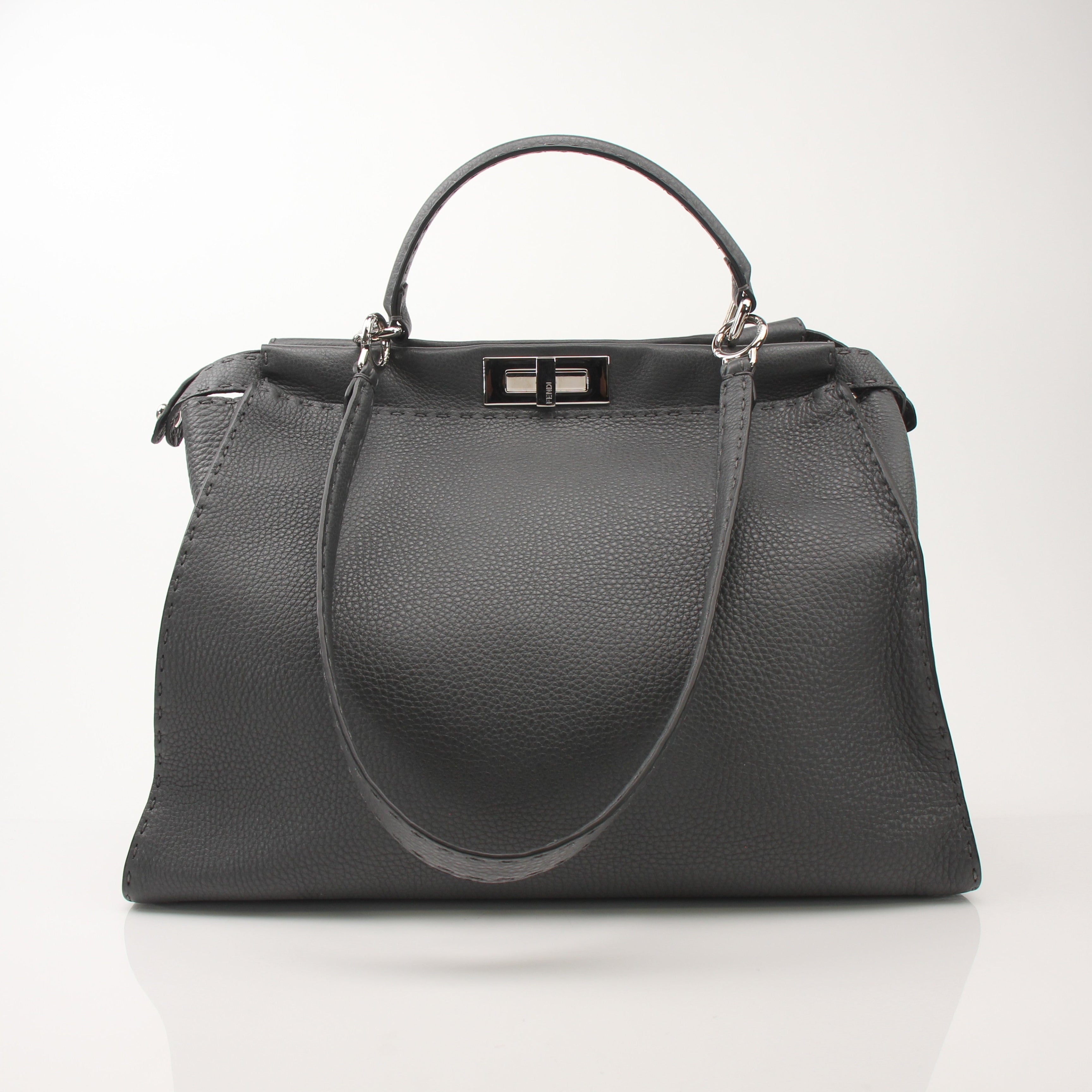 Fendi Large Rigid Leather Selleria Peekaboo Bag
