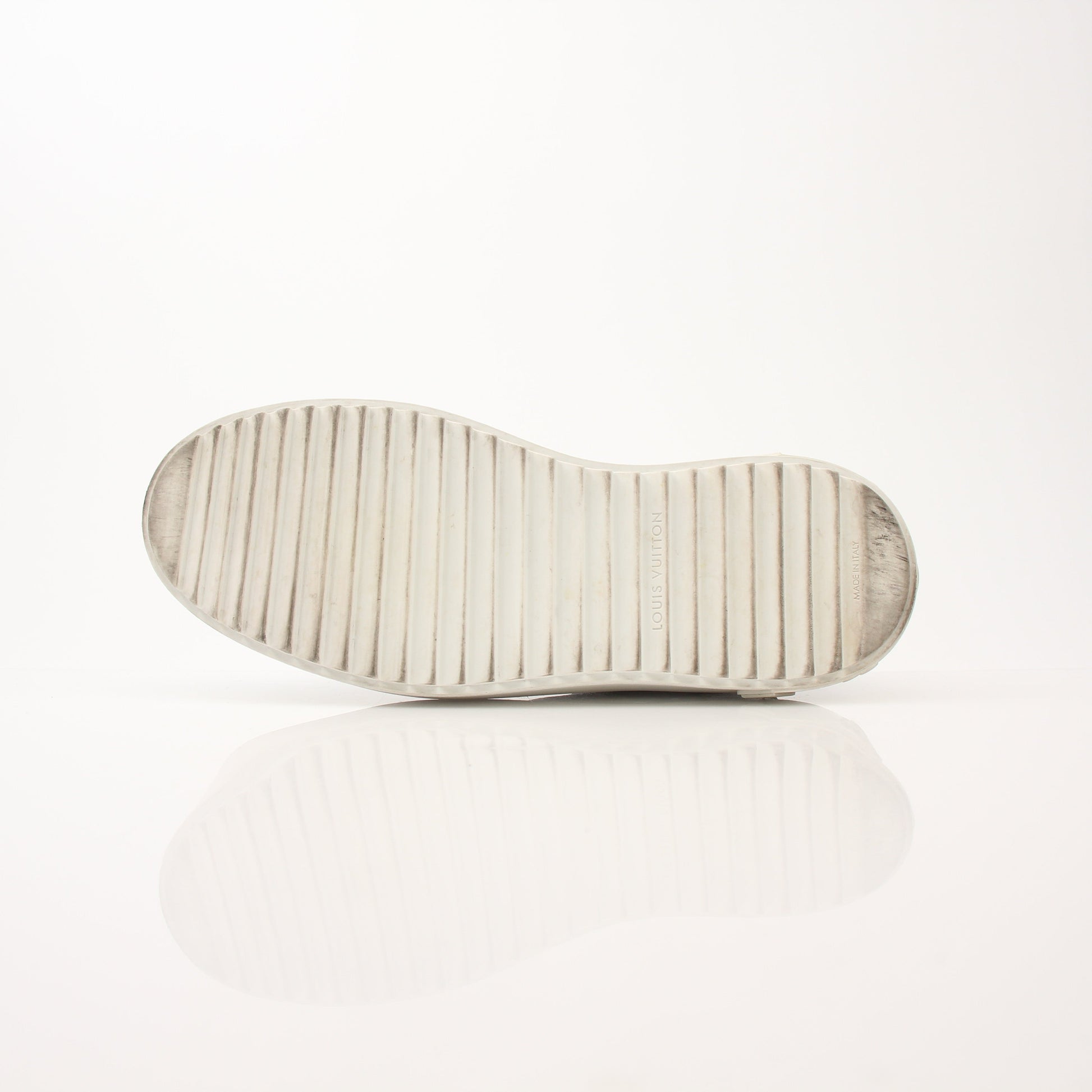Louis Vuitton Women’s Time Out Sneakers by Gold & Beyond, stylish white and beige shoes with logo accents and comfortable design.