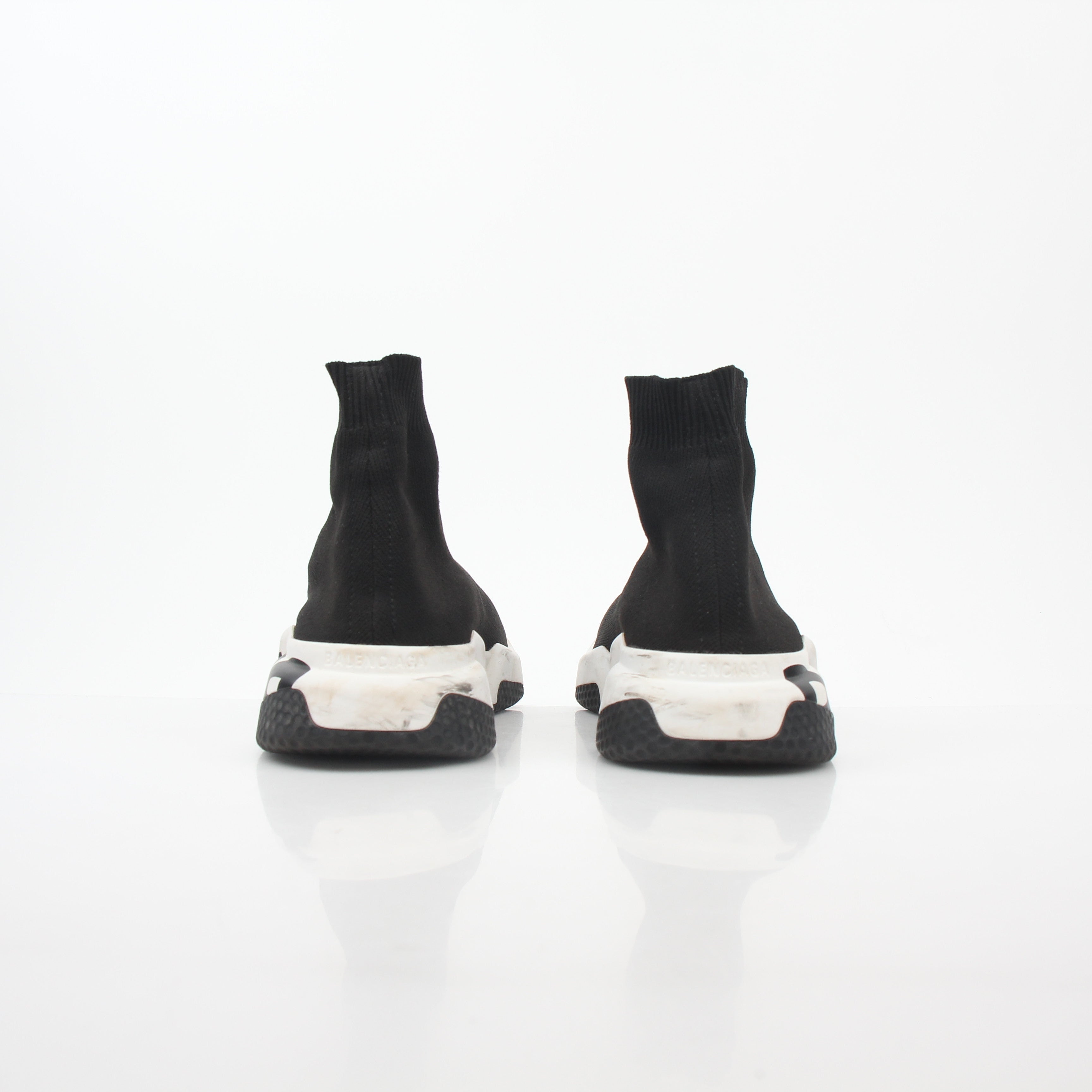 Black Balenciaga Speed Graffiti Sock Sneakers displayed with their sleek, modern design and distinctive graffiti accents.