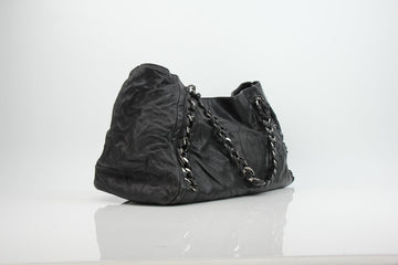 Chanel Black Leather Chain Tote Bag