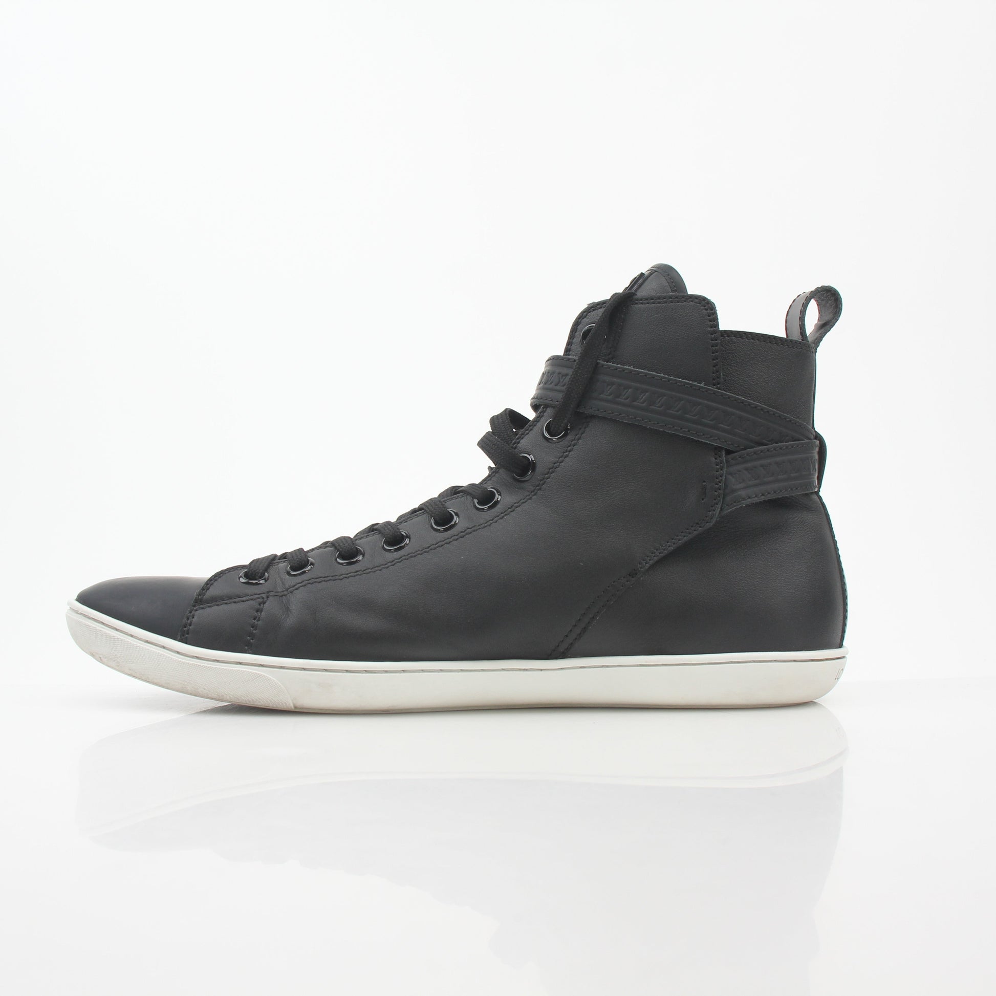 Louis Vuitton black Falcon high-top sneakers by Gold & Beyond, featuring sleek design and stylish footwear details.