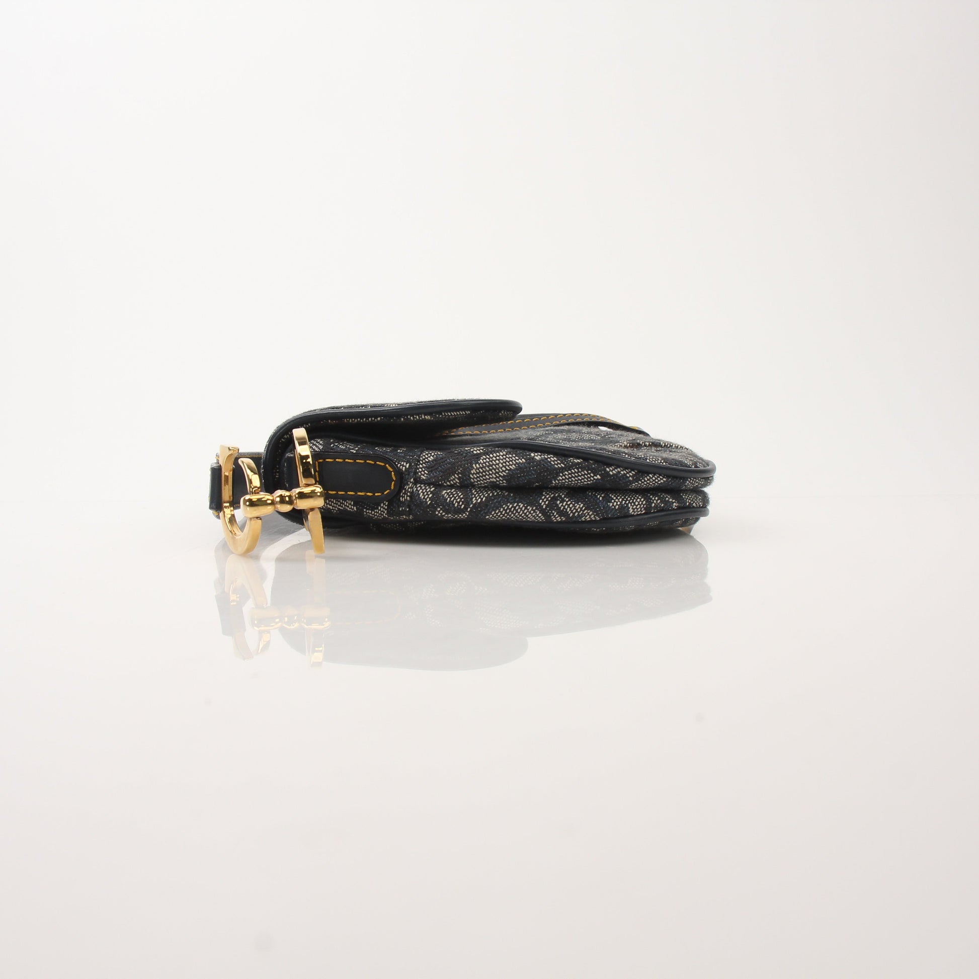 Gold & Beyond Christian Dior Mini Saddle Bag handbag with adjustable strap and signature stitching on smooth leather.