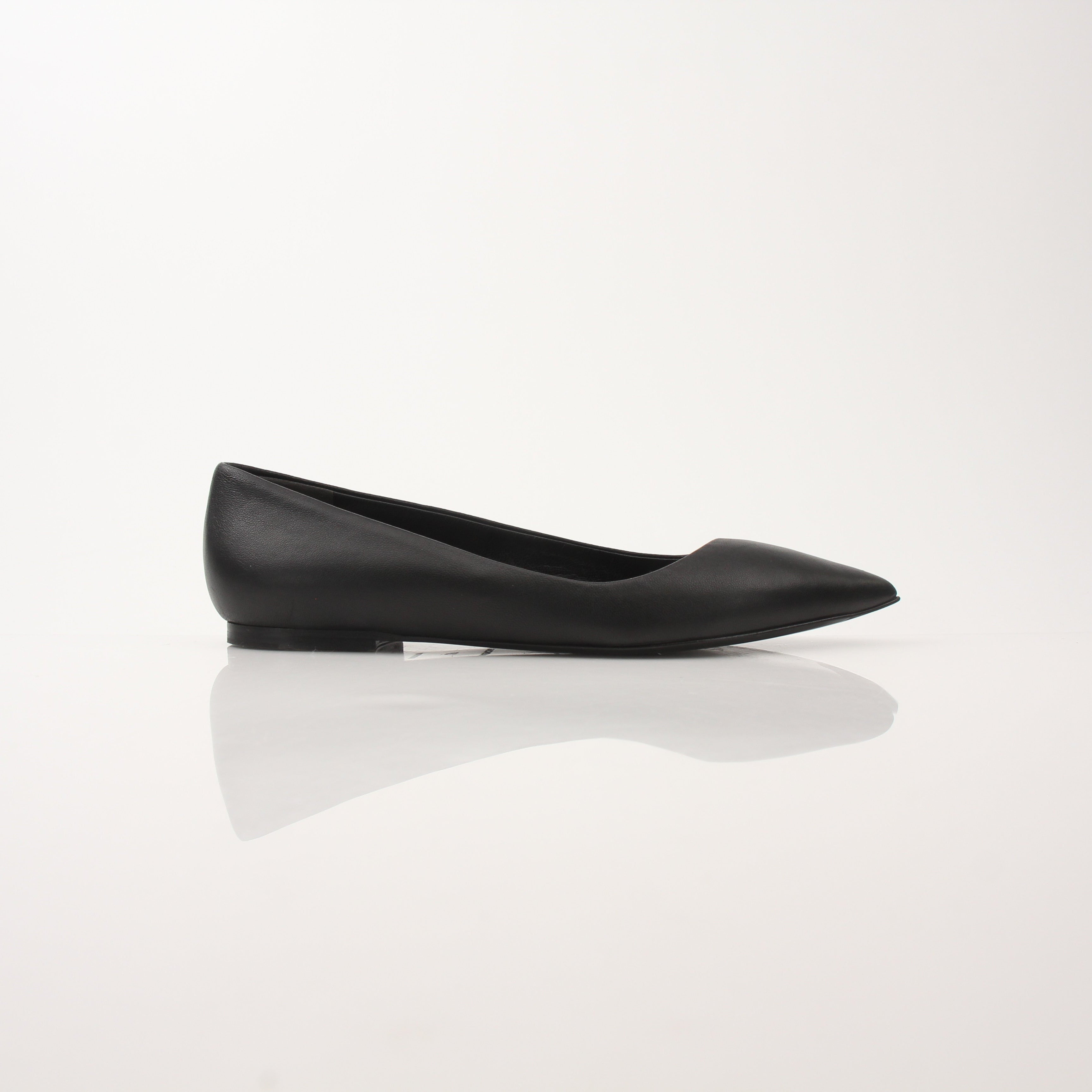 Gold & Beyond leather Balenciaga pointed-toe flats, stylish shoes with sleek design and elegant craftsmanship.