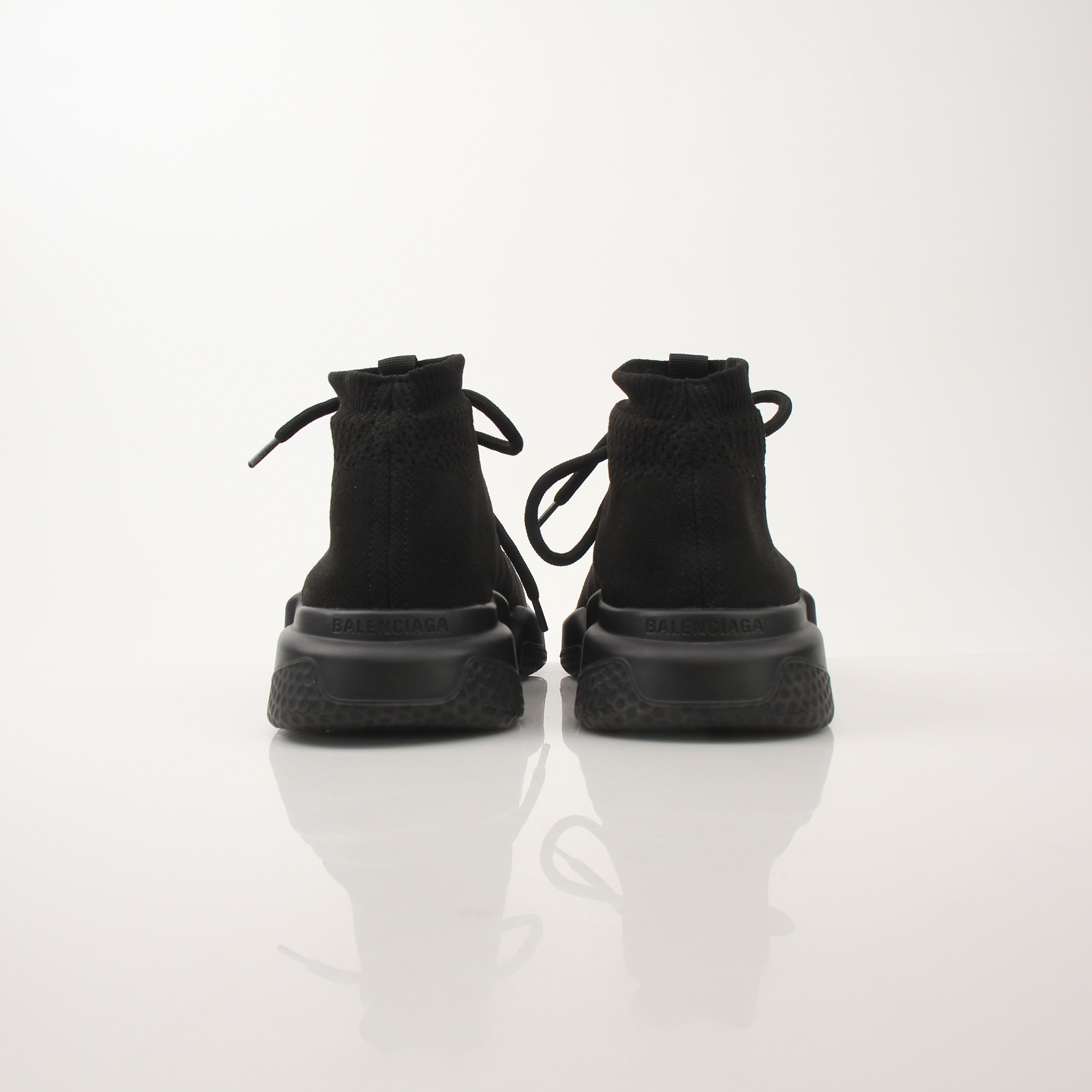 Gold & Beyond Balenciaga Speed Lace-Up Sneakers, stylish athletic shoes with sleek design and lace-up closure.