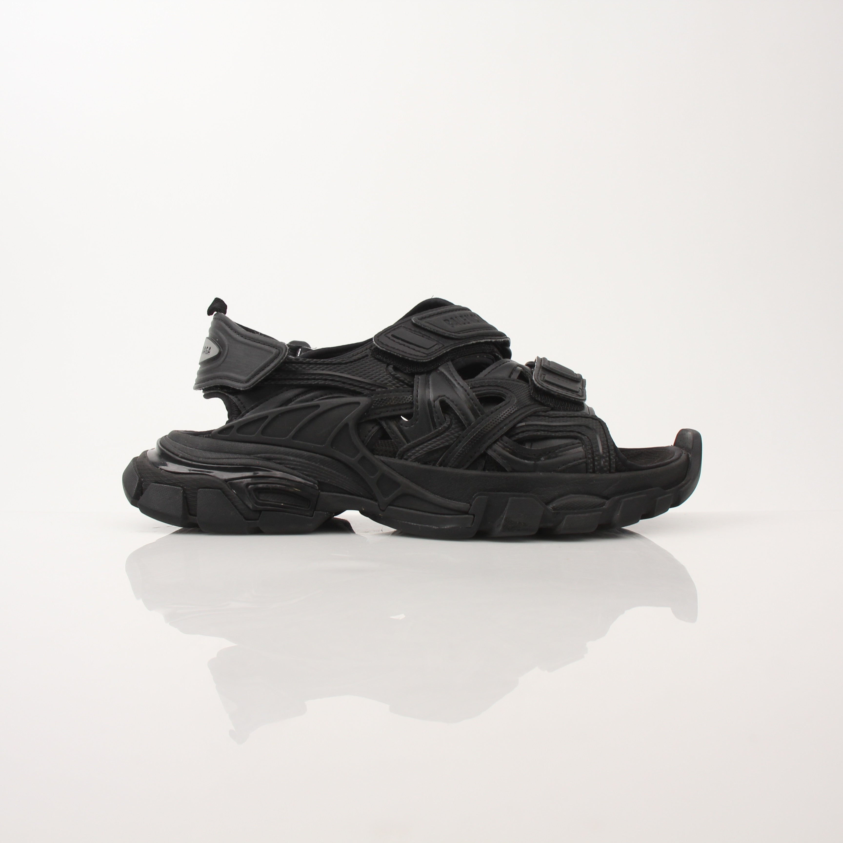 Gold & Beyond women's Balenciaga-style track sandals with sporty design, open-toe shoes featuring sleek straps and chunky soles.