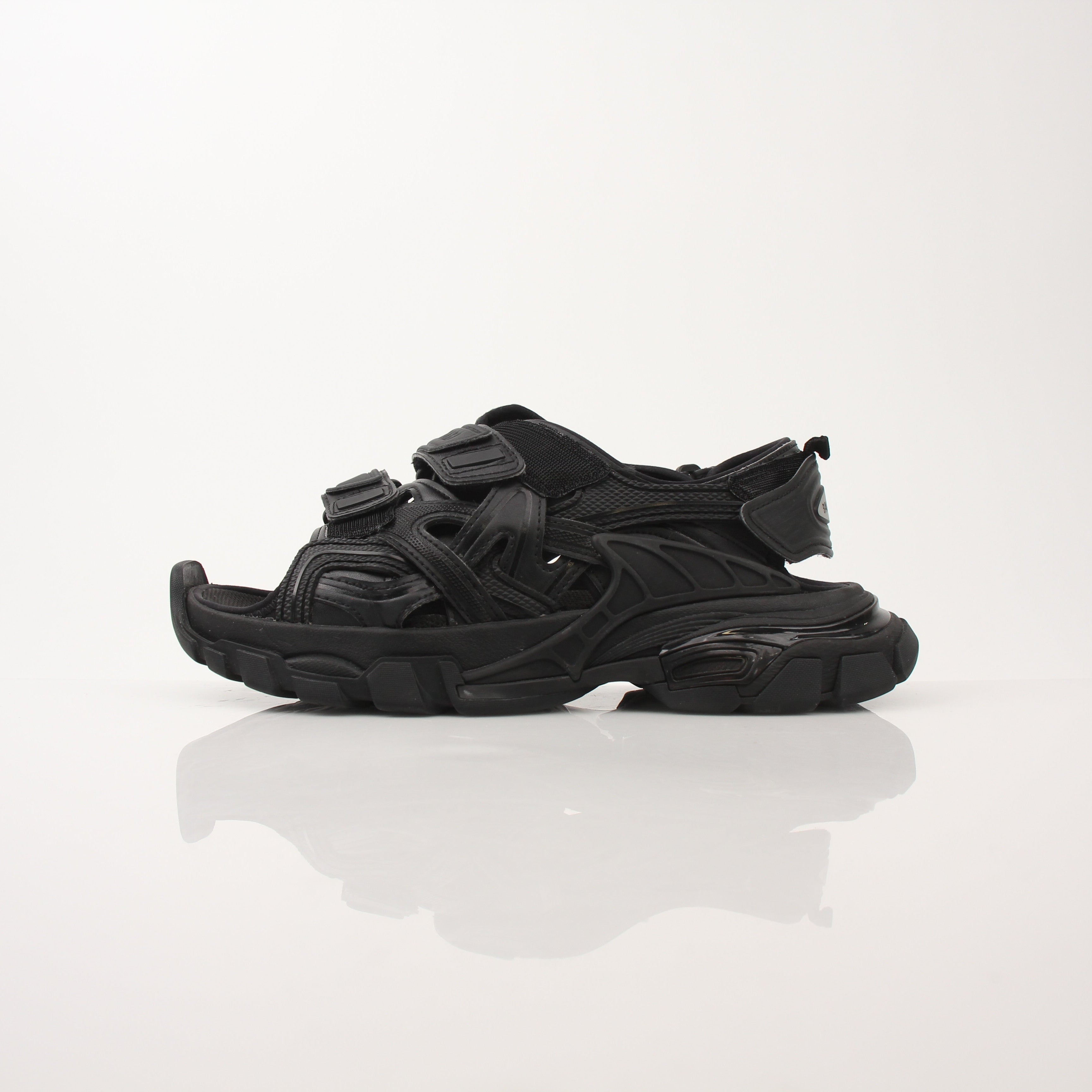 Gold & Beyond women's Balenciaga Track sandals, stylish shoes with sporty design and chunky soles, displayed on a plain background.