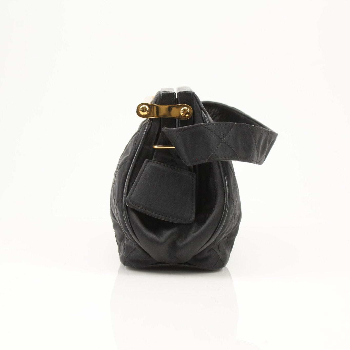 Gold & Beyond Chanel black classic shoulder handbag with quilted leather and gold-tone chain strap.