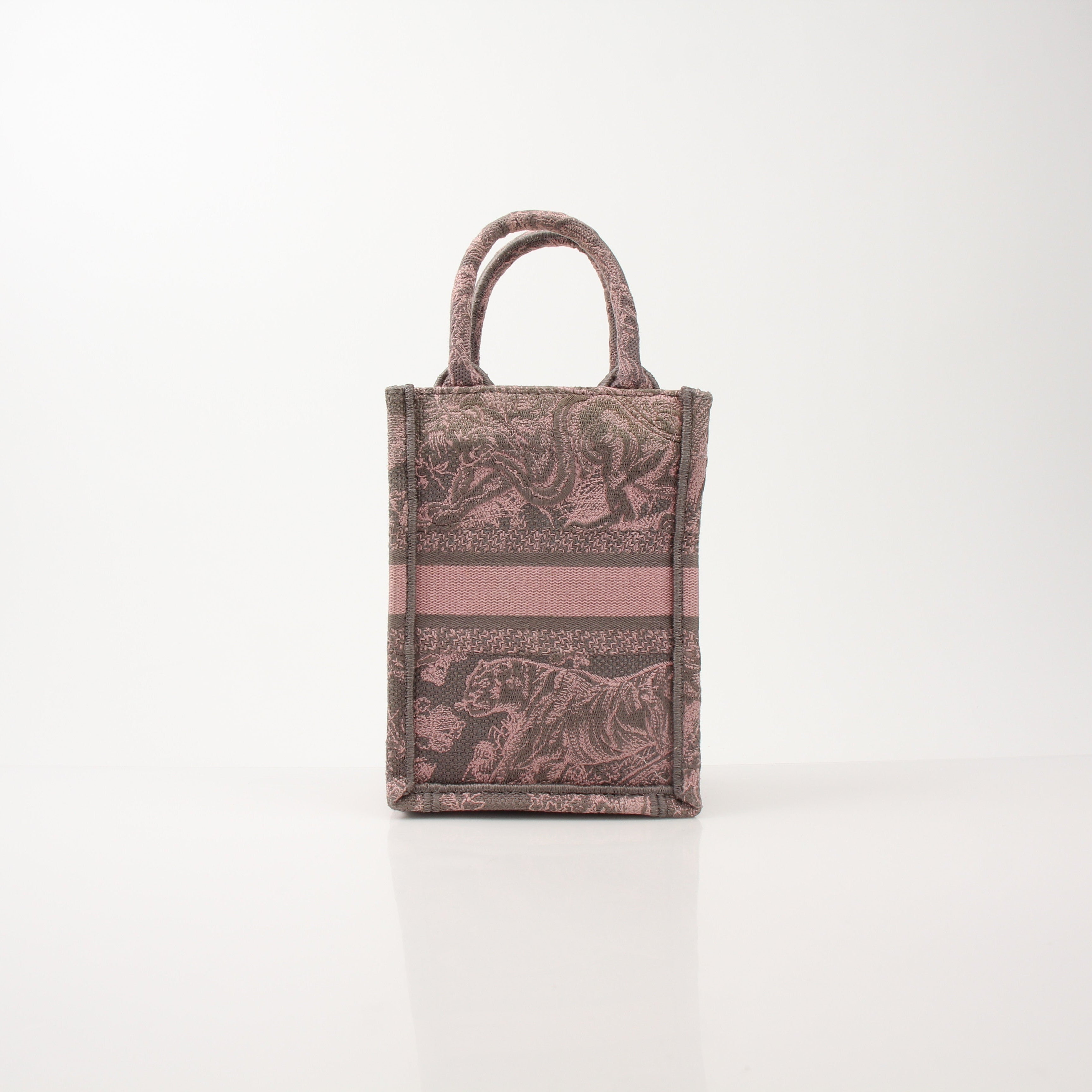 Christian Dior Pink & Gray Toile de Jouy Vertical Tote